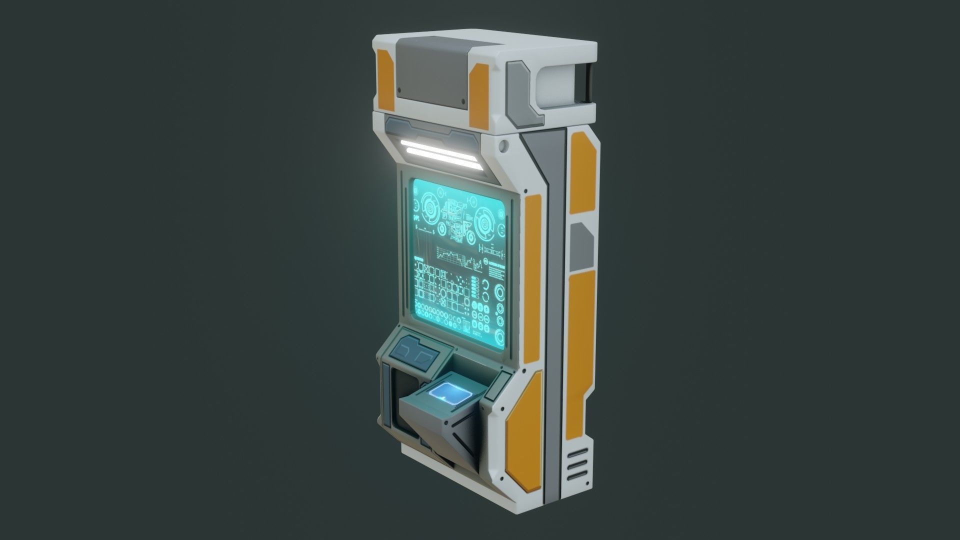 Sci-Fi Computer - Game Ready - PBR Low-poly 3D model_1