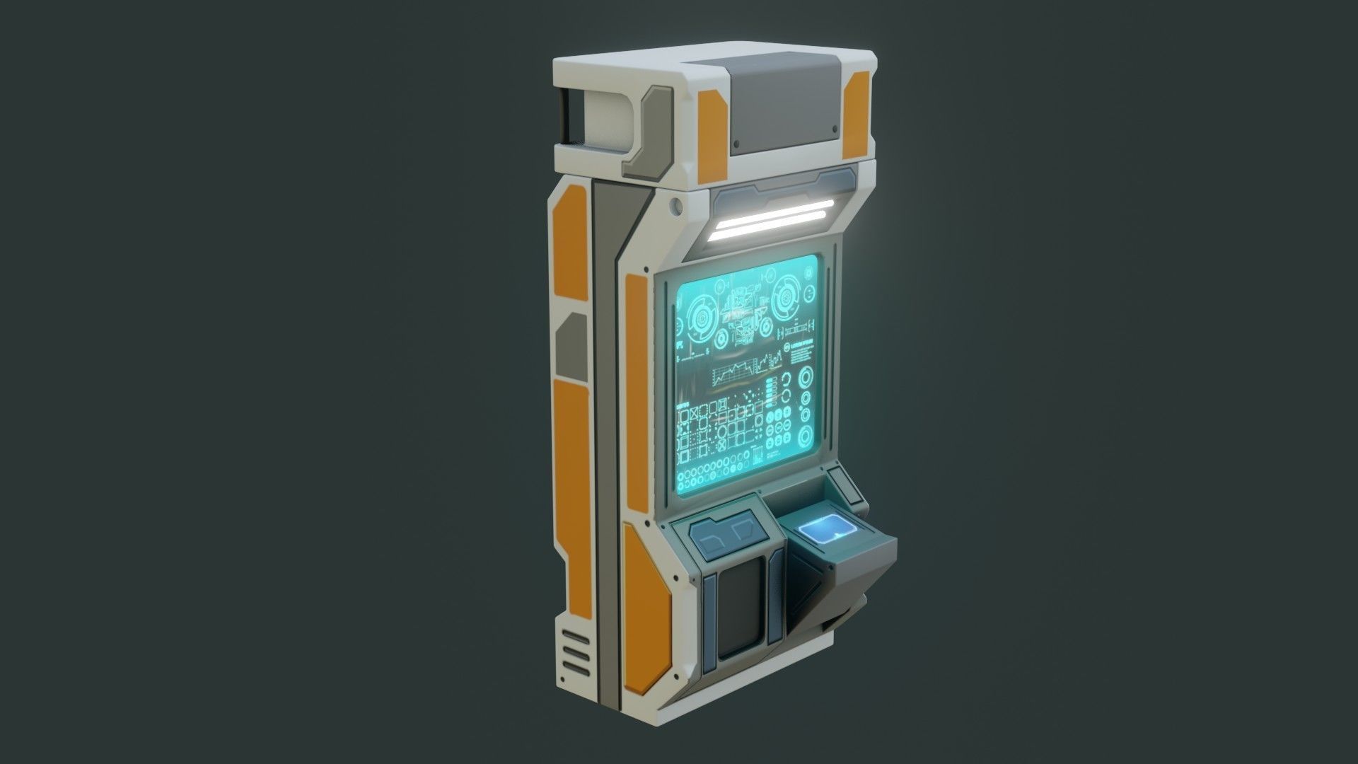 Sci-Fi Computer - Game Ready - PBR Low-poly 3D model_7