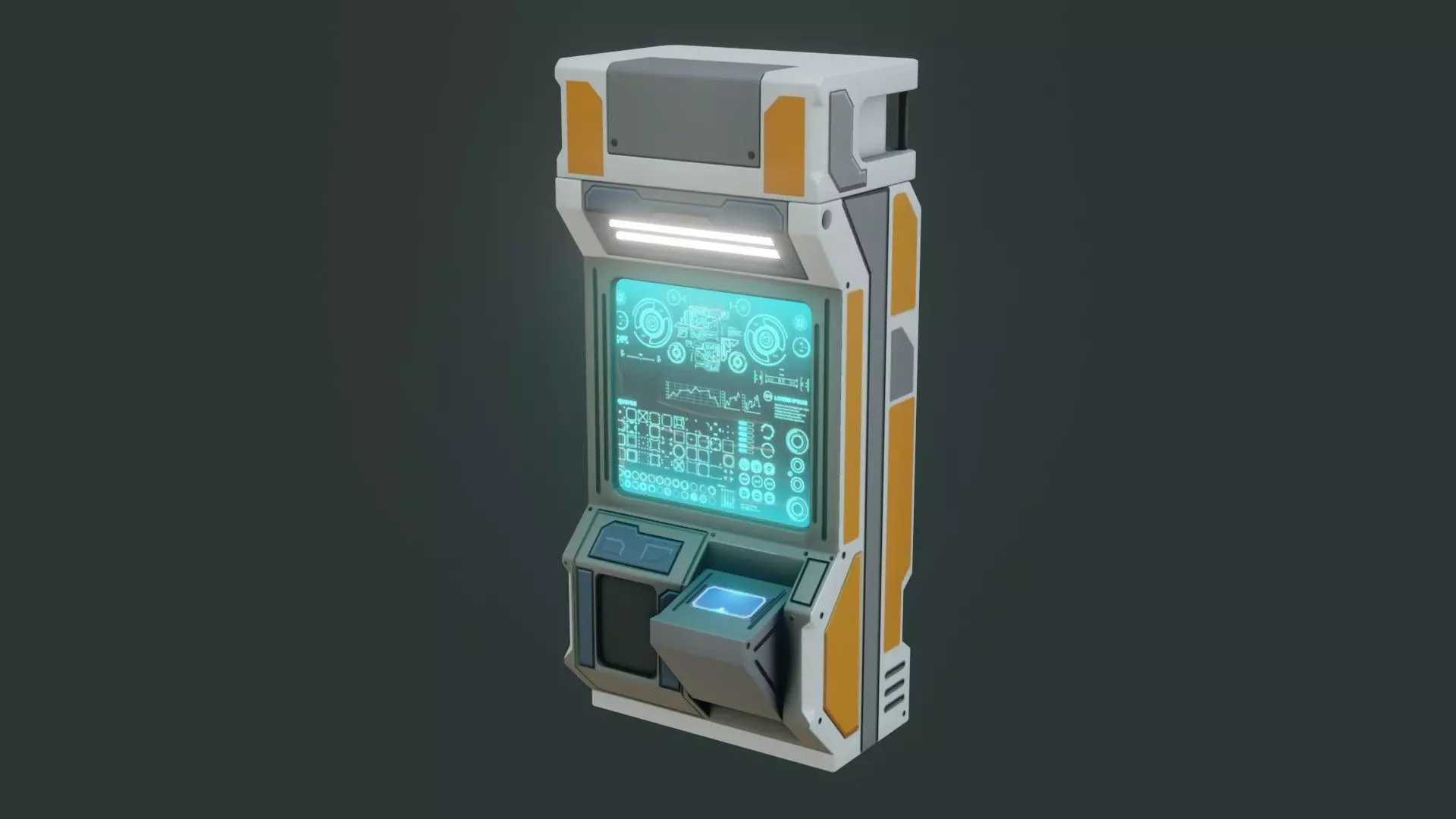 Sci-Fi Computer - Game Ready - PBR Low-poly 3D model_0