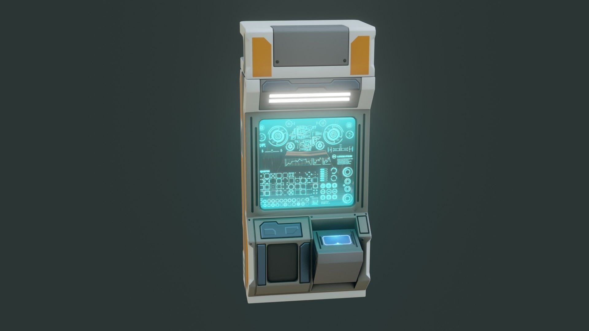 Sci-Fi Computer - Game Ready - PBR Low-poly 3D model_9