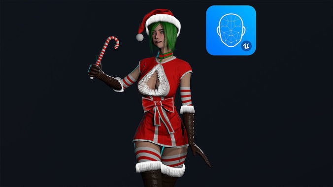 New Year Girl Low-poly 3D model