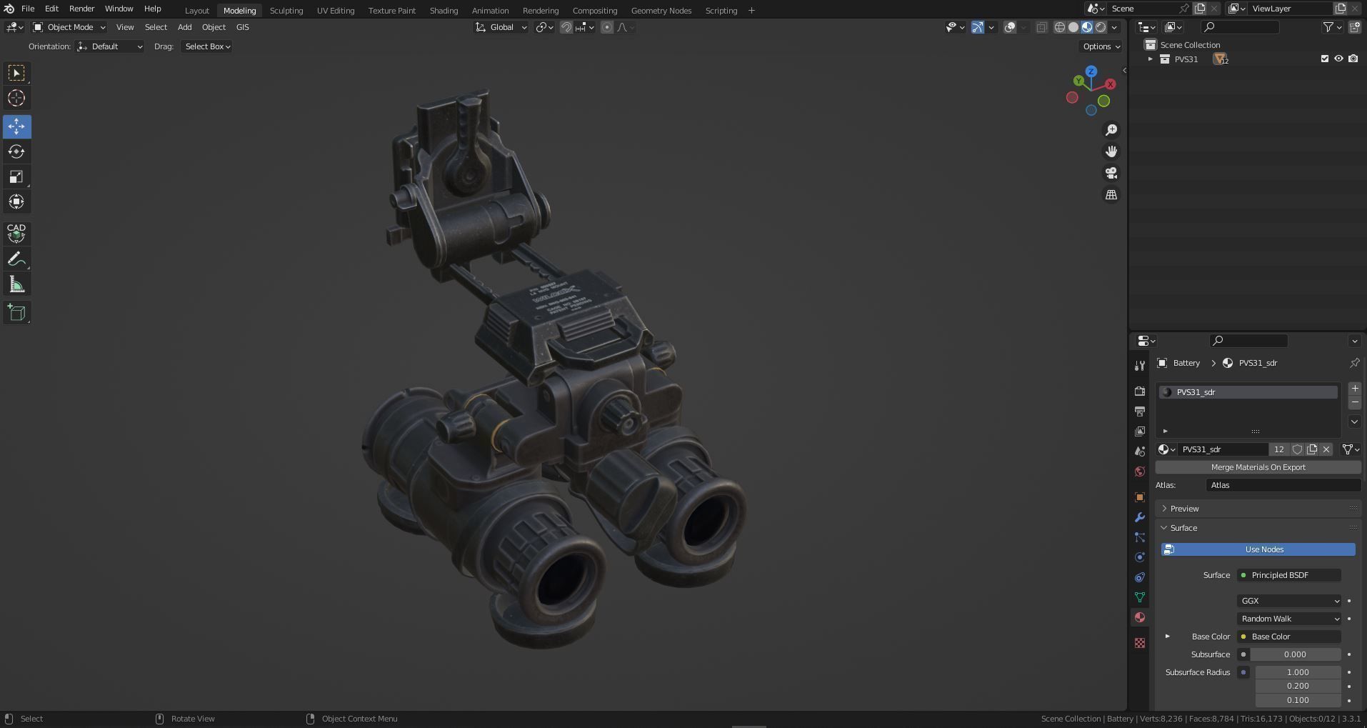 PVS-31 NIGHT VISION GOGGLE Low-poly 3D model_11