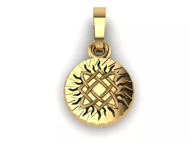 Pendant celtic sun gold 3D print model_0