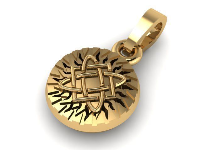 Pendant celtic sun gold 3D print model_1