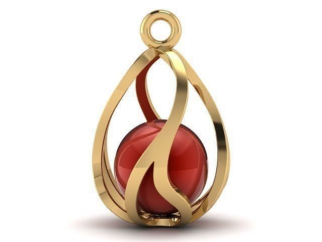 Pendant gold with stone 3D print model