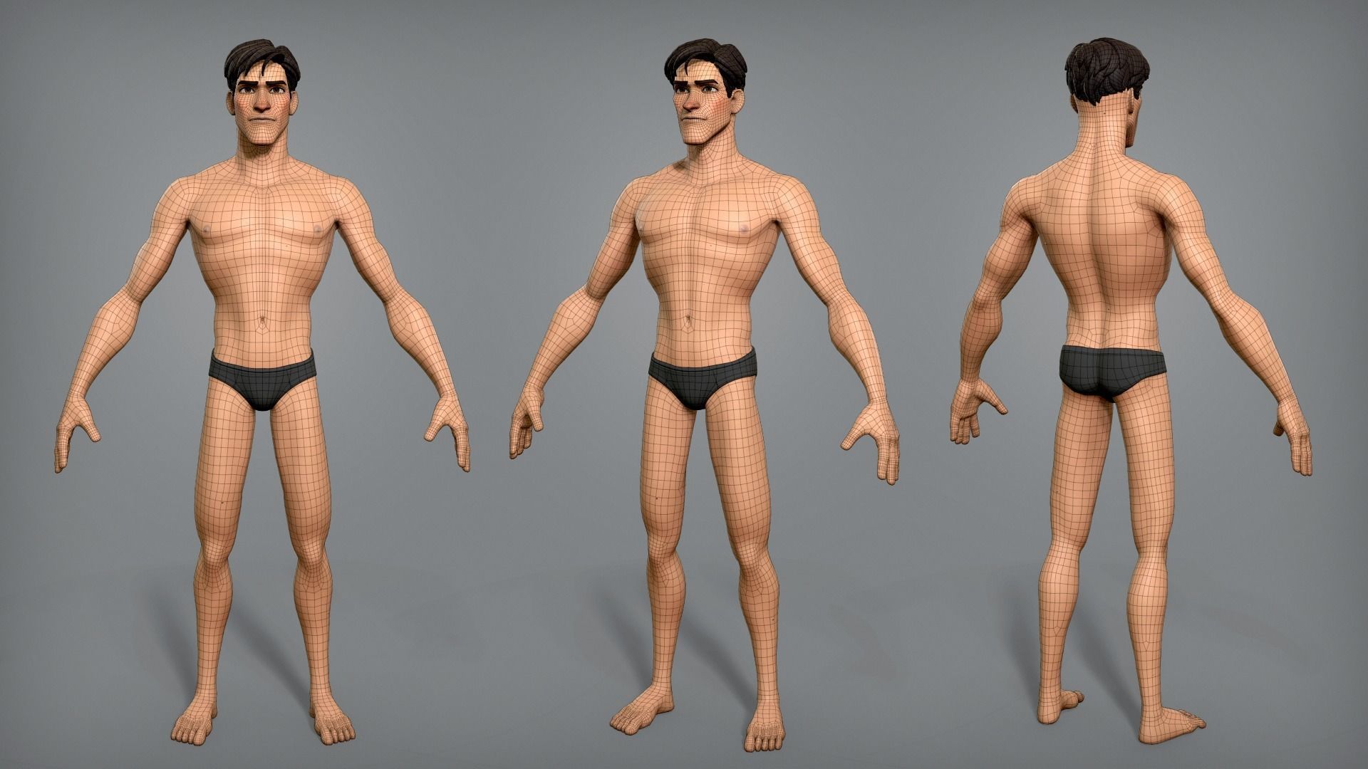 Cartoon male character Scott base mesh Low-poly 3D model_3
