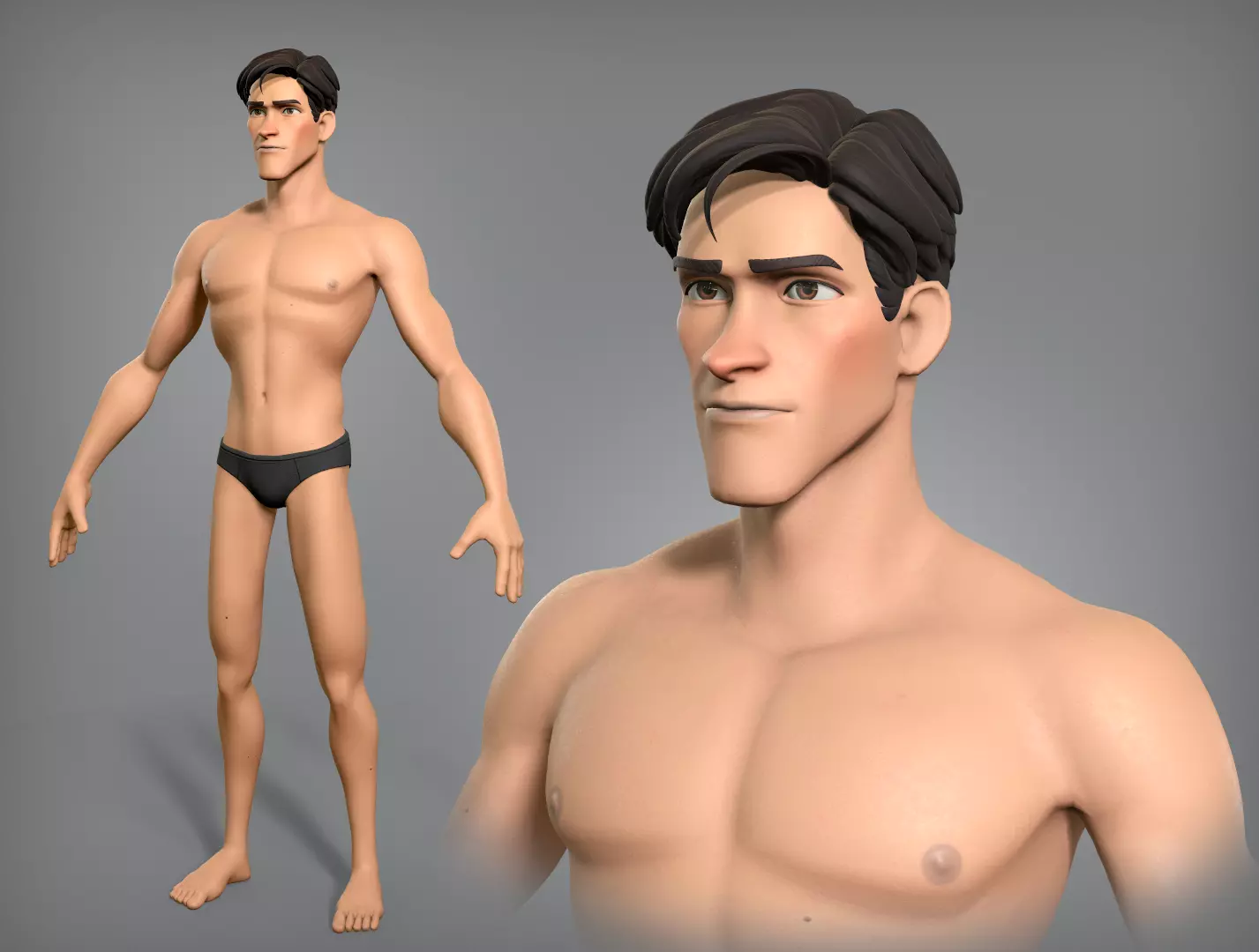 Cartoon male character Scott base mesh Low-poly 3D model_0