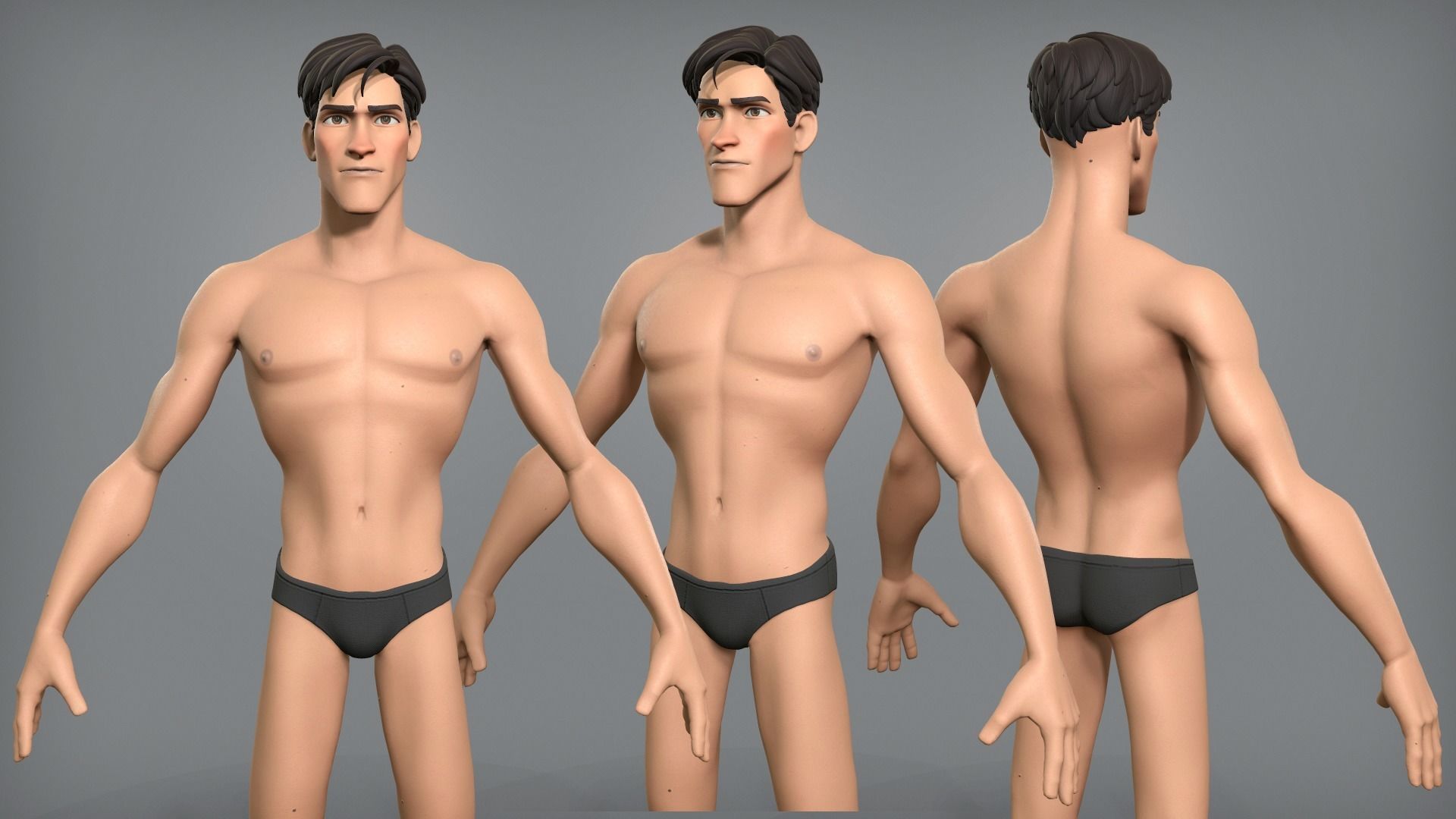 Cartoon male character Scott base mesh Low-poly 3D model_4