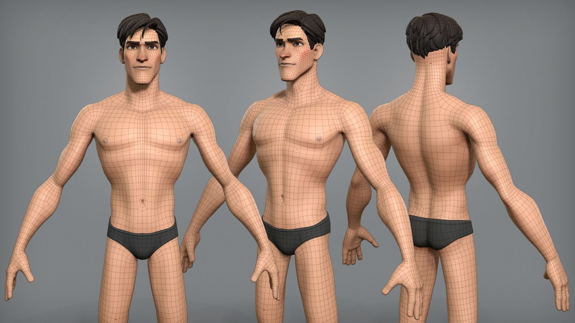 Cartoon male character Scott base mesh Low-poly 3D model_5