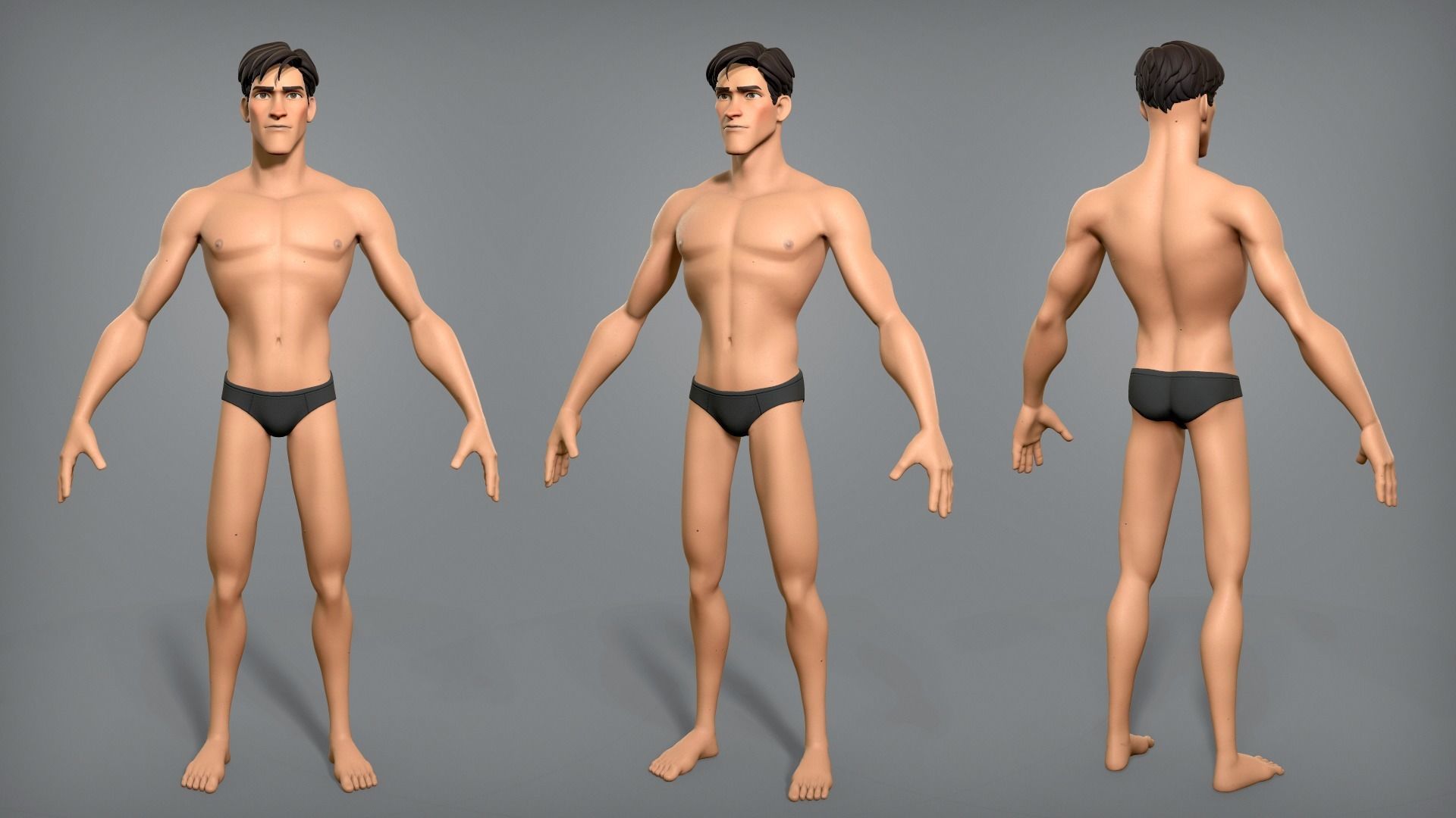 Cartoon male character Scott base mesh Low-poly 3D model_2