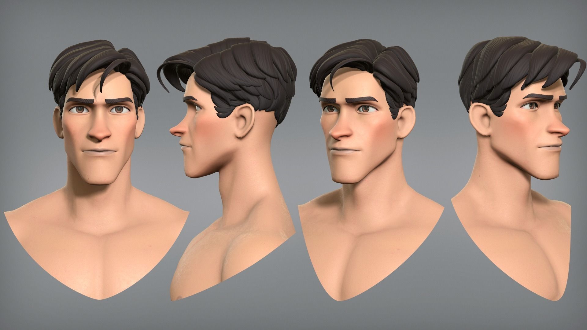 Cartoon male character Scott base mesh Low-poly 3D model_6