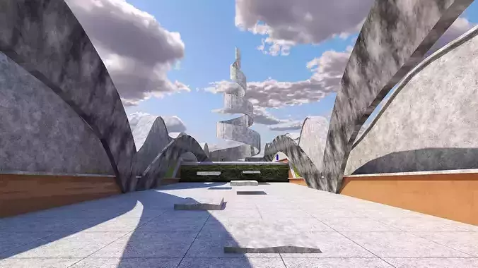 Futuristic Trail and Rotating Icon Model