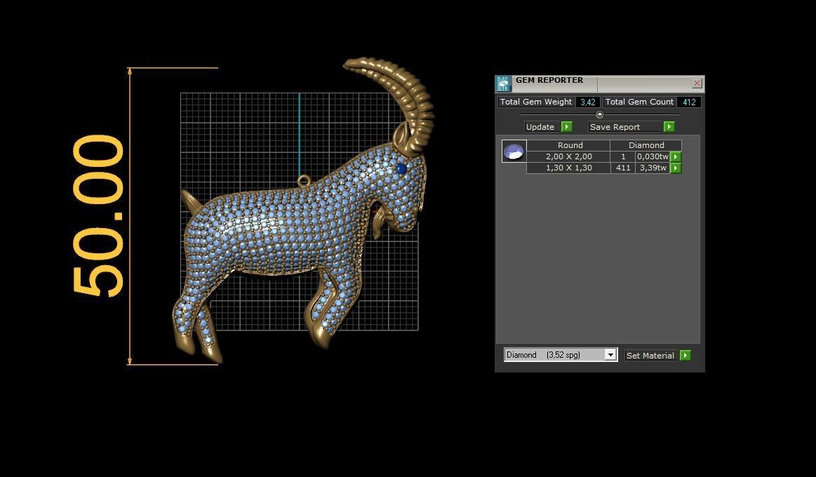 Goat Pendant 3D model_10
