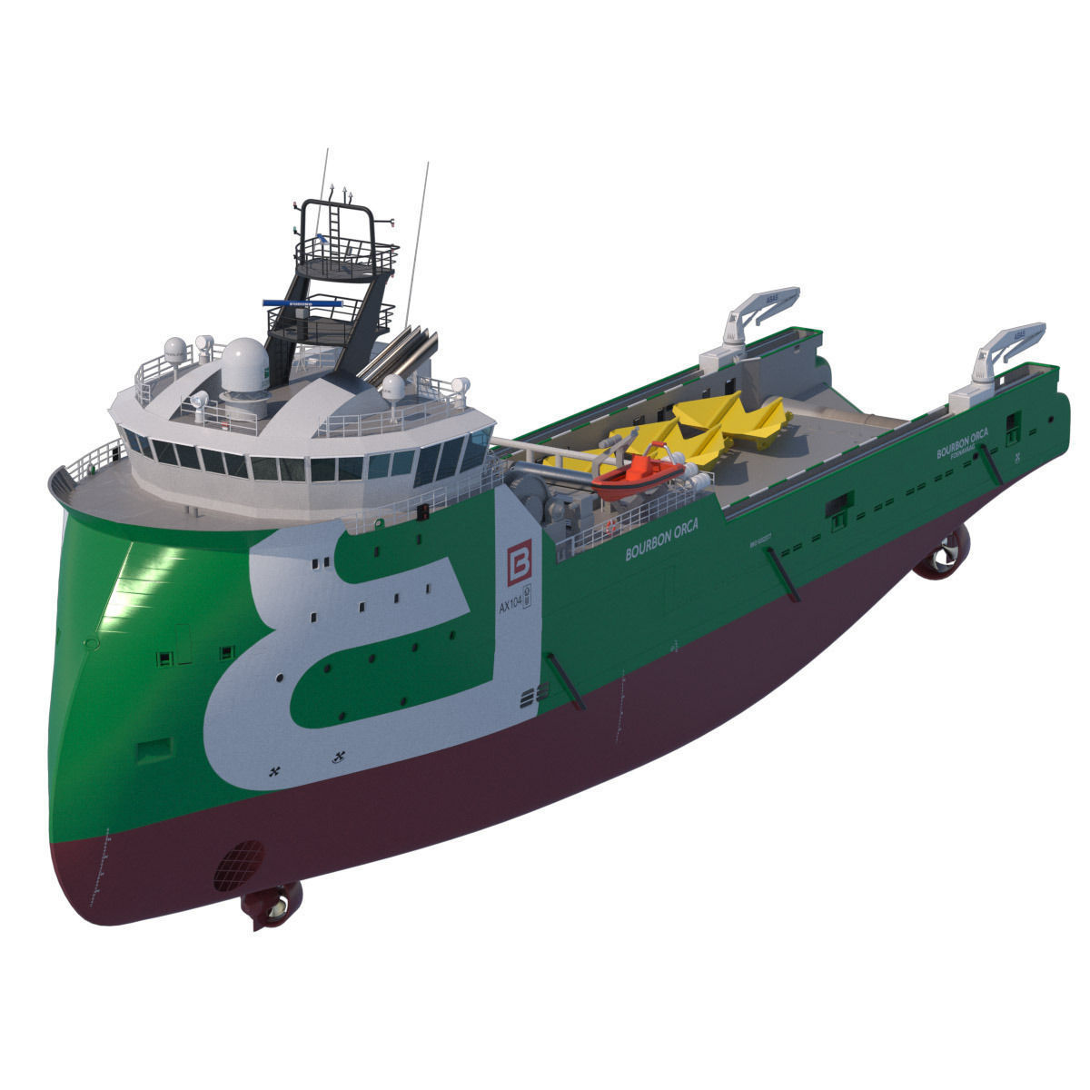 Anchor Handling Tug Supply Vessel BOURBON ORCA 3D model_2