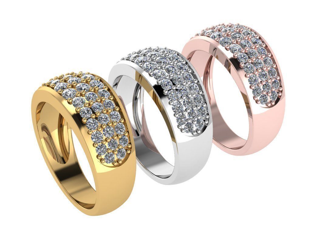 Ring464 gold ring with diamonds 3D print model_4