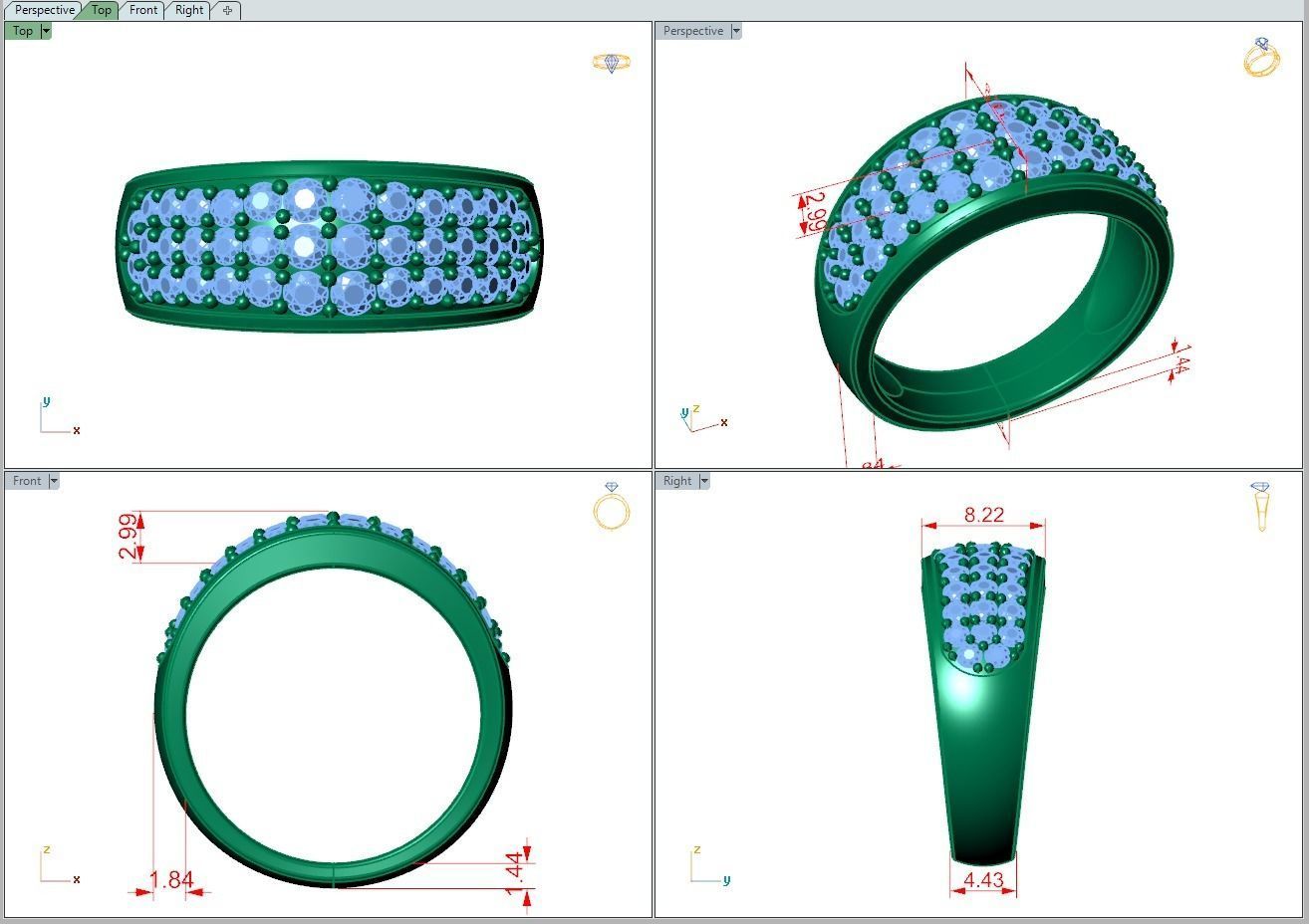 Ring464 gold ring with diamonds 3D print model_5