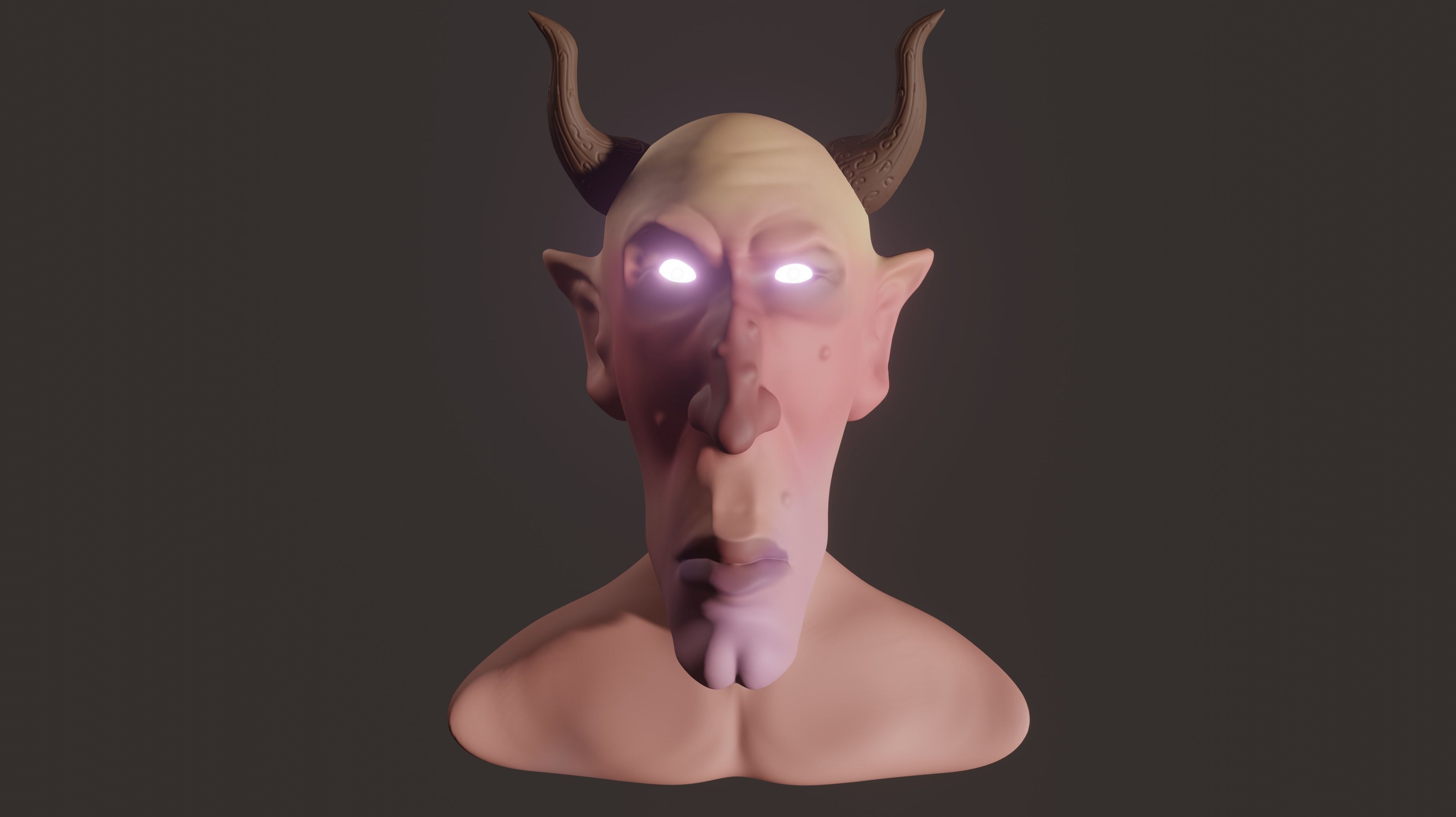 Satyr head of devil with horns 3D model_4