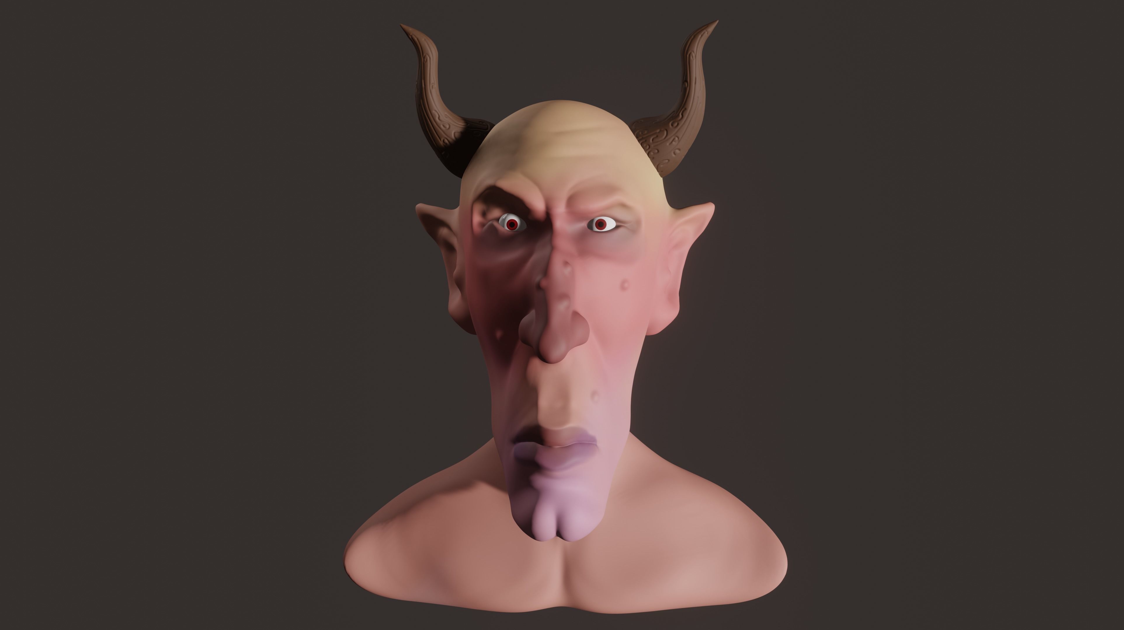 Satyr head of devil with horns 3D model_2