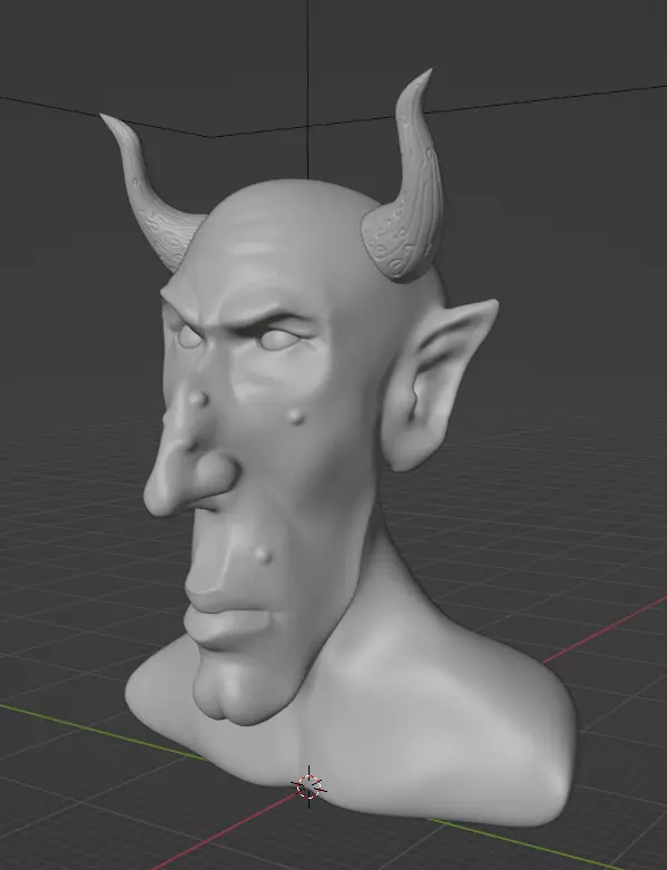 Satyr head of devil with horns 3D model_0