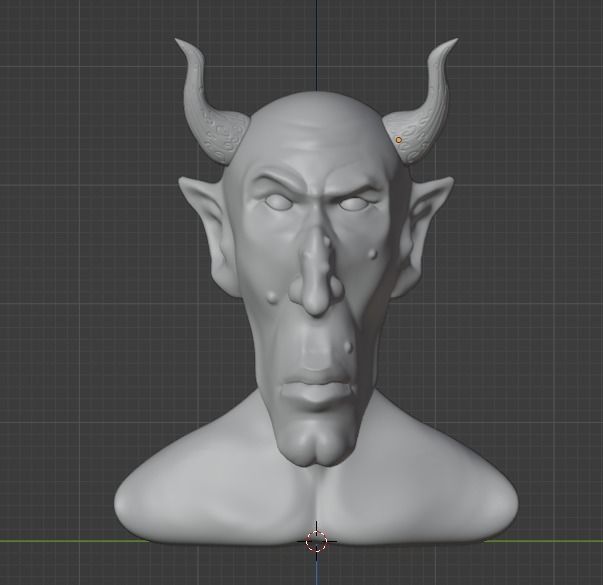 Satyr head of devil with horns 3D model_1