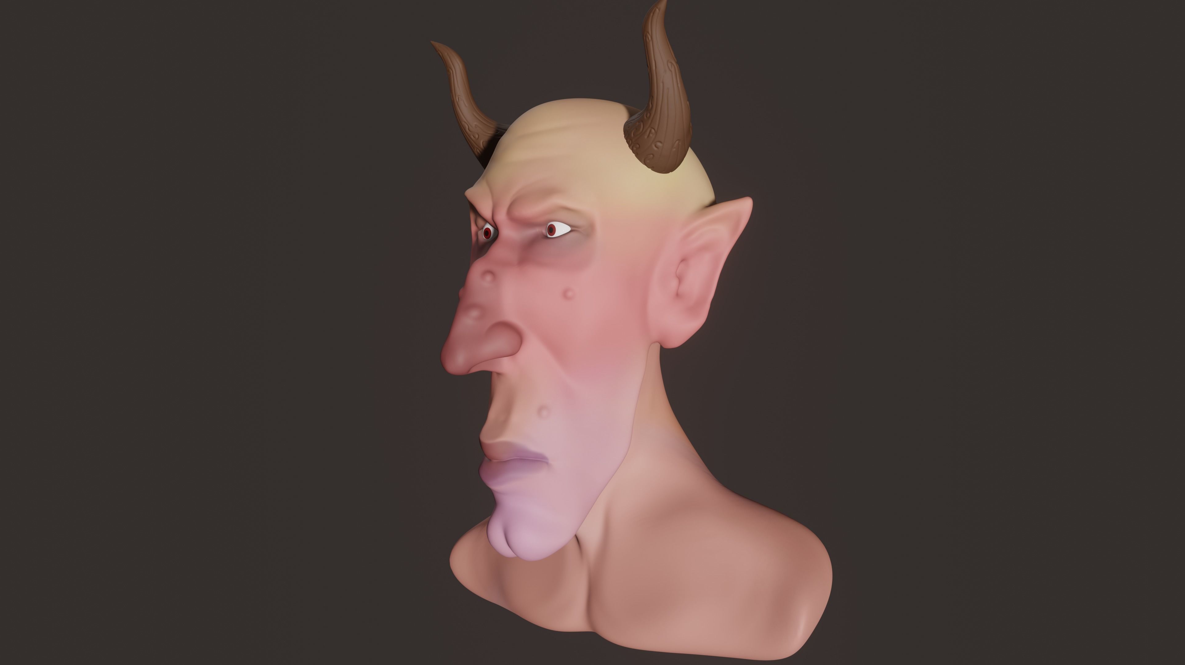 Satyr head of devil with horns 3D model_3
