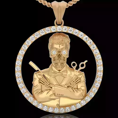 Hair dresser pendant silver gold printable jewelry 3D model