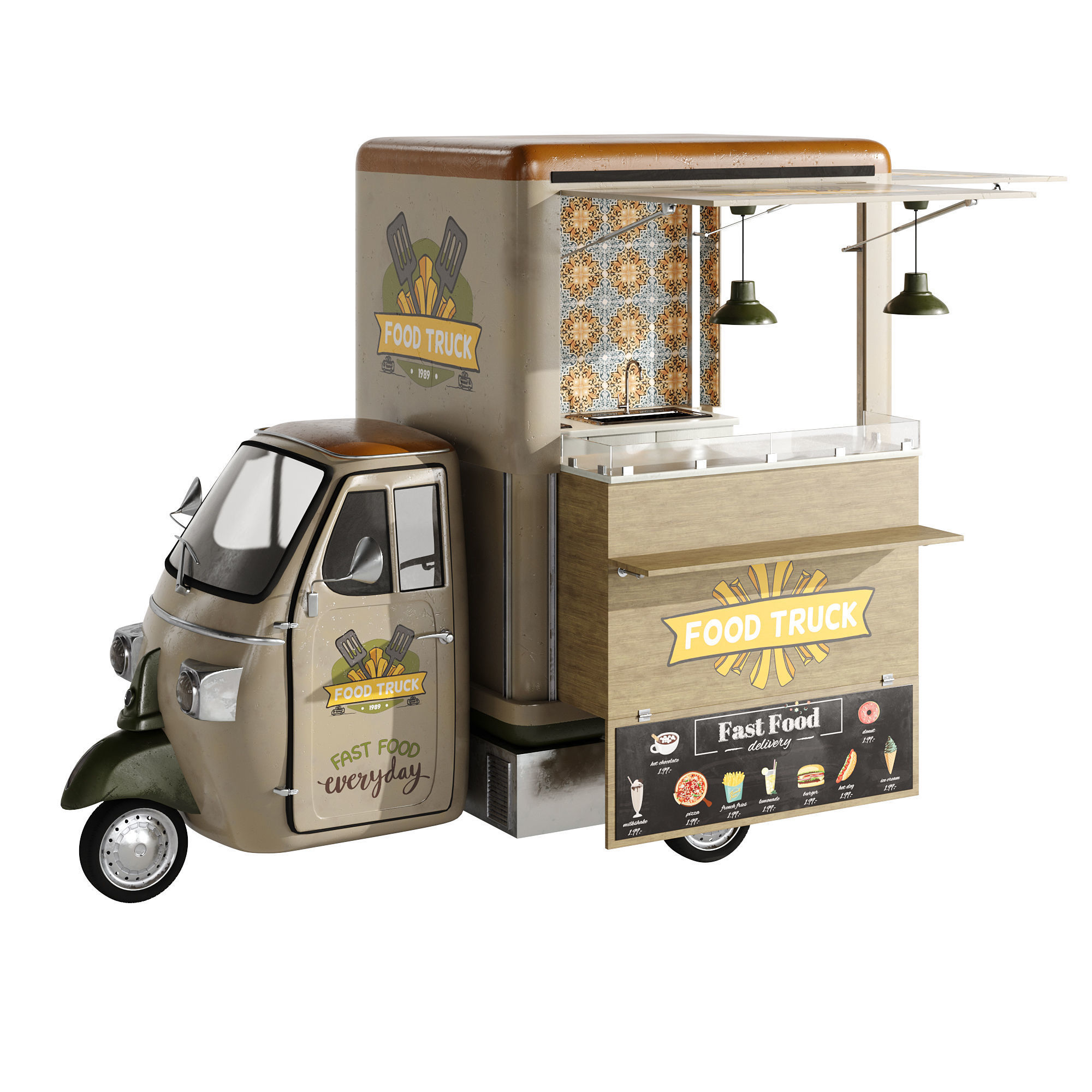 Foodtruck green PA 3D model_8