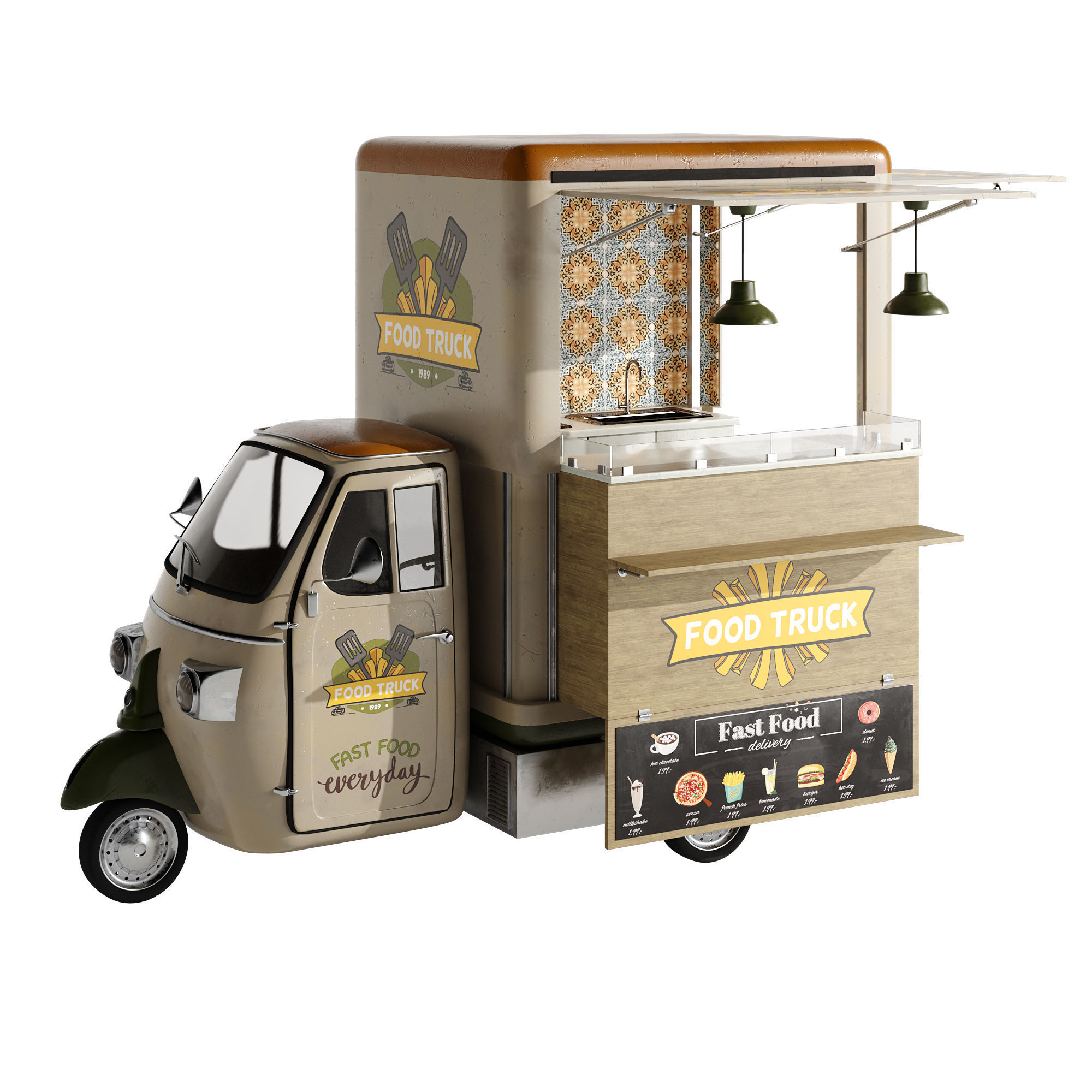 Foodtruck green PA 3D model_9