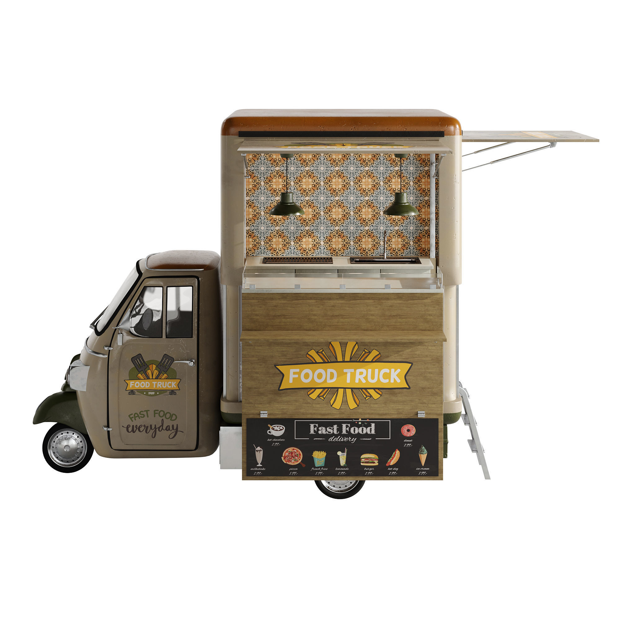 Foodtruck green PA 3D model_14