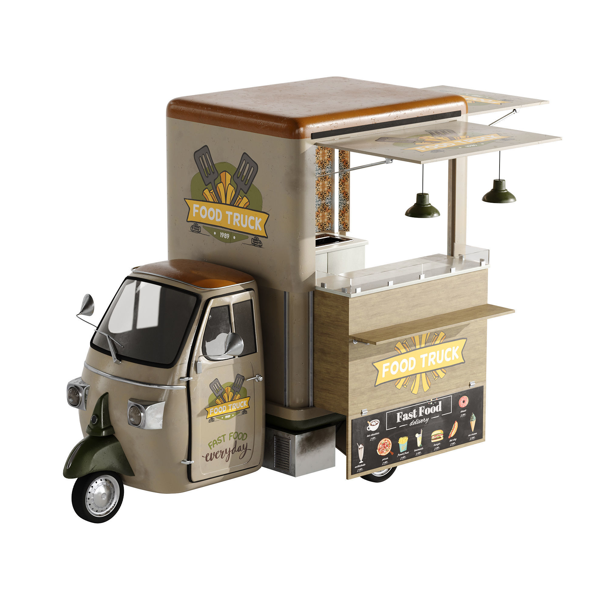 Foodtruck green PA 3D model_17
