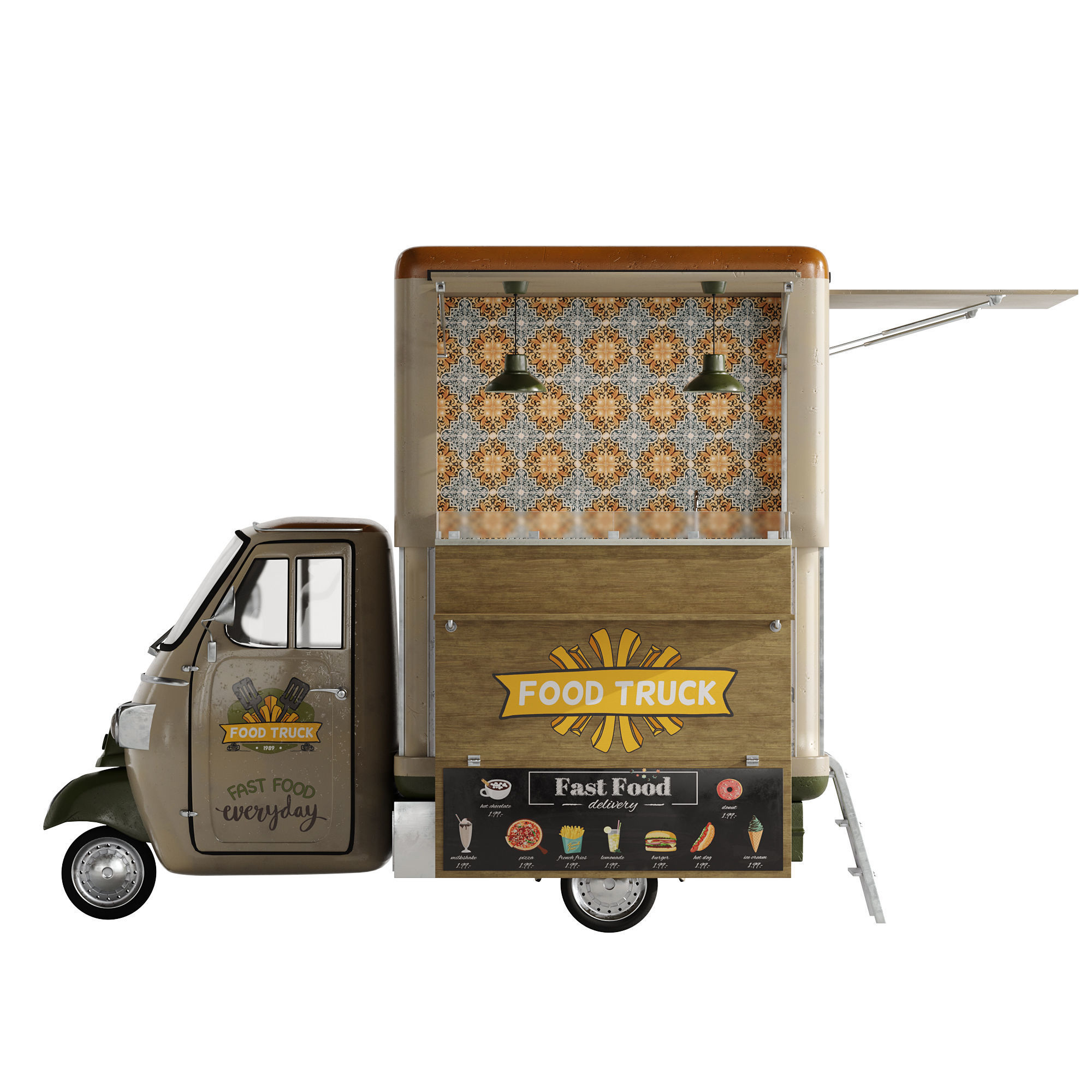 Foodtruck green PA 3D model_11