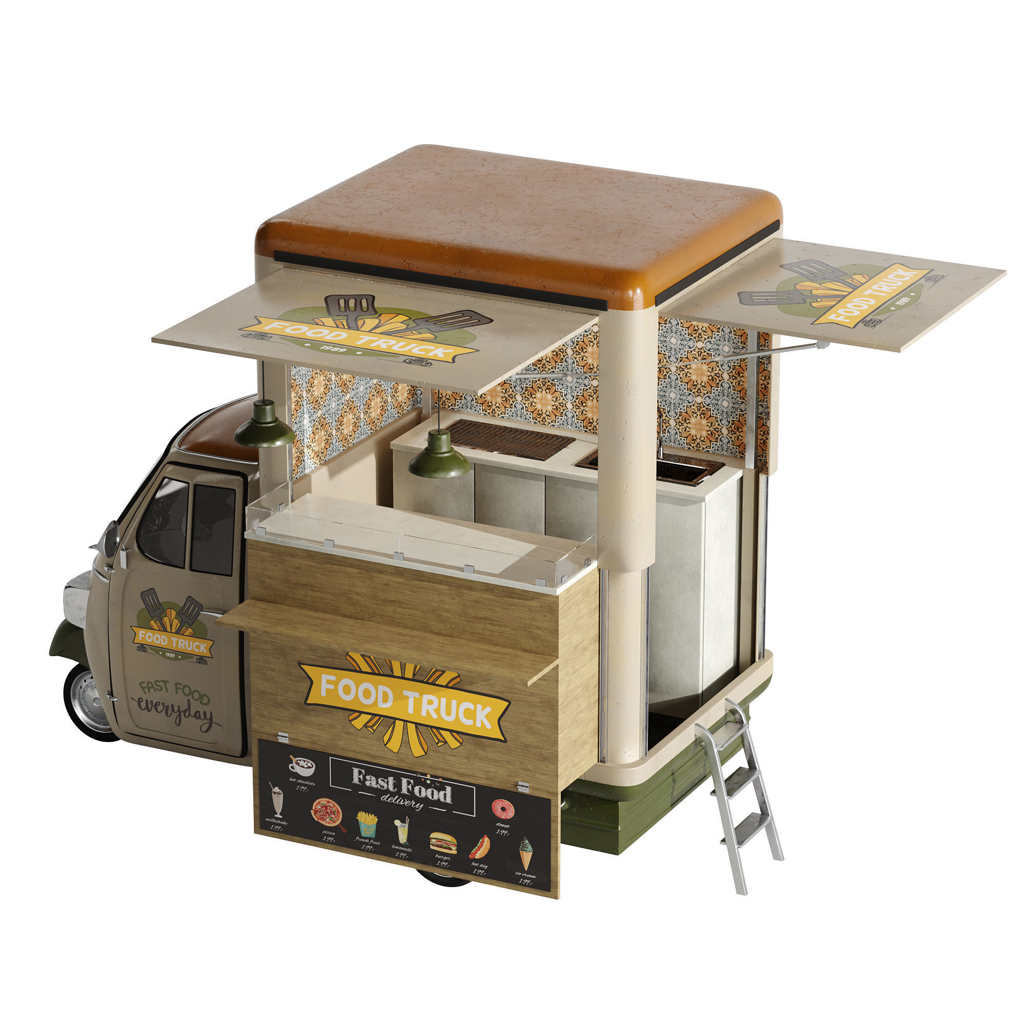 Foodtruck green PA 3D model_16