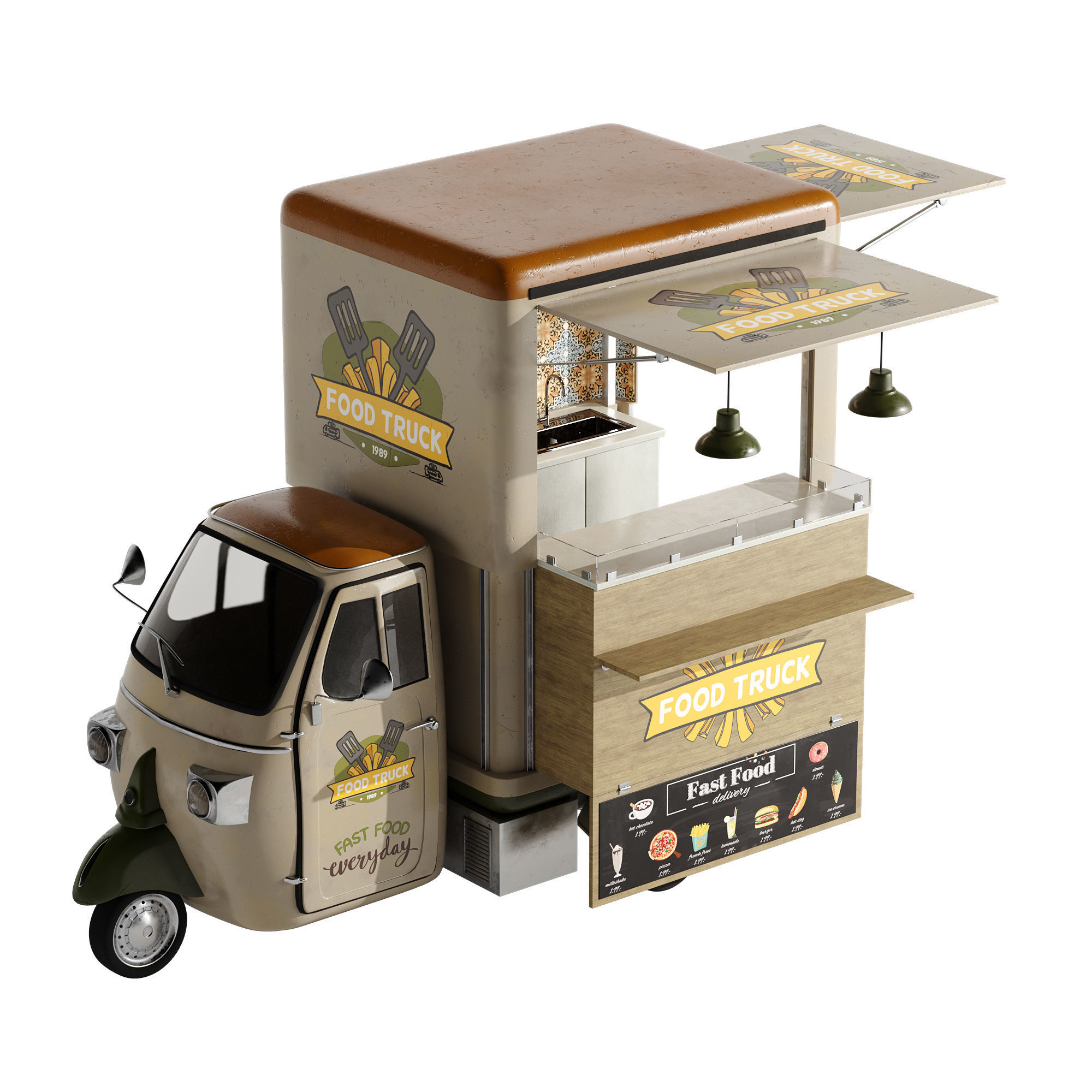 Foodtruck green PA 3D model_12