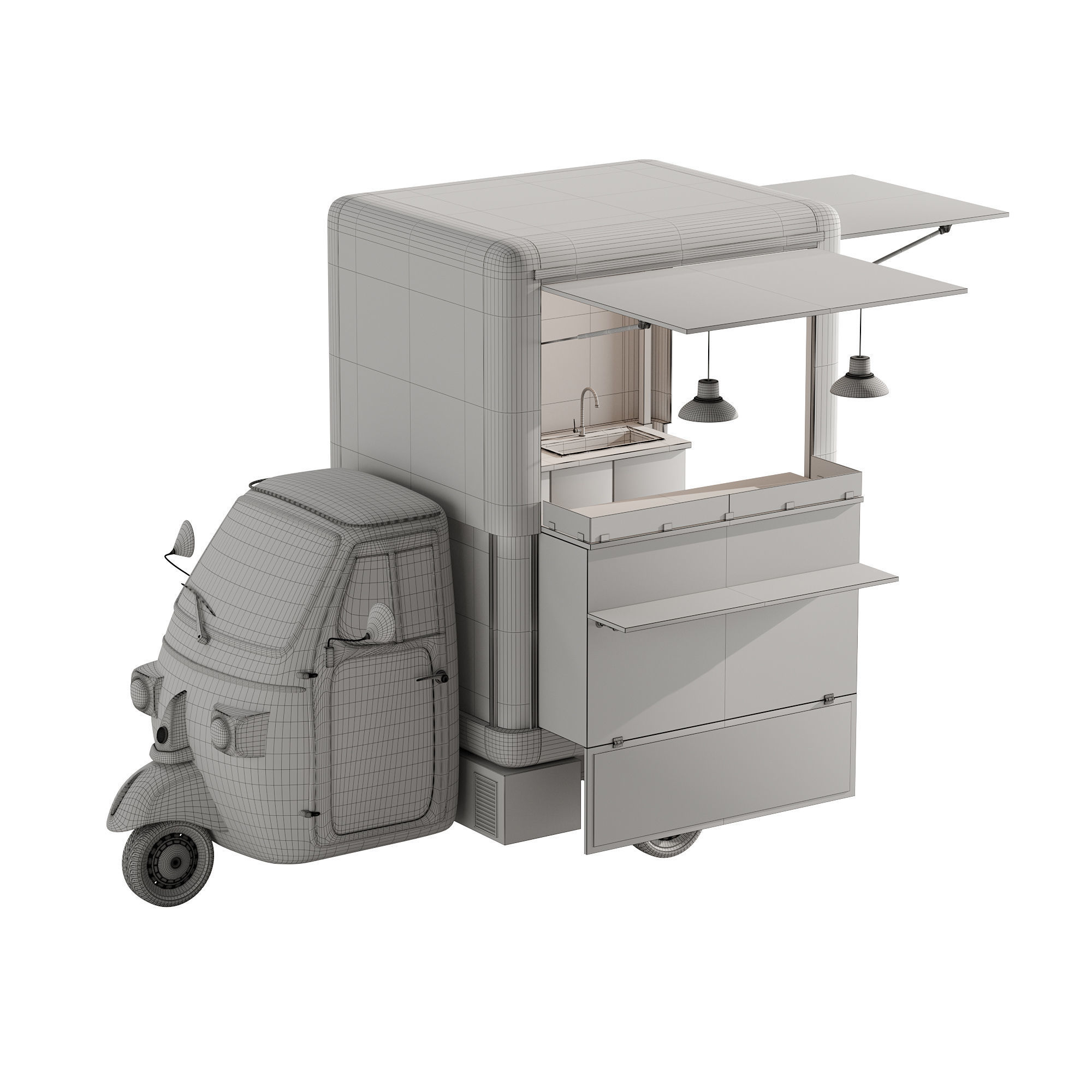 Foodtruck green PA 3D model_4
