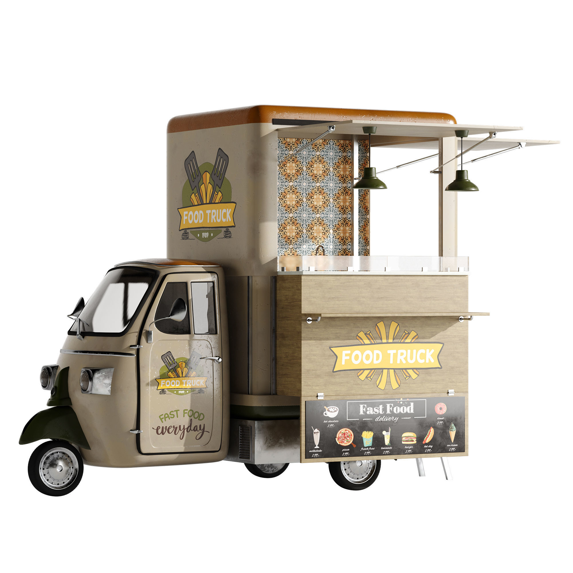 Foodtruck green PA 3D model_10