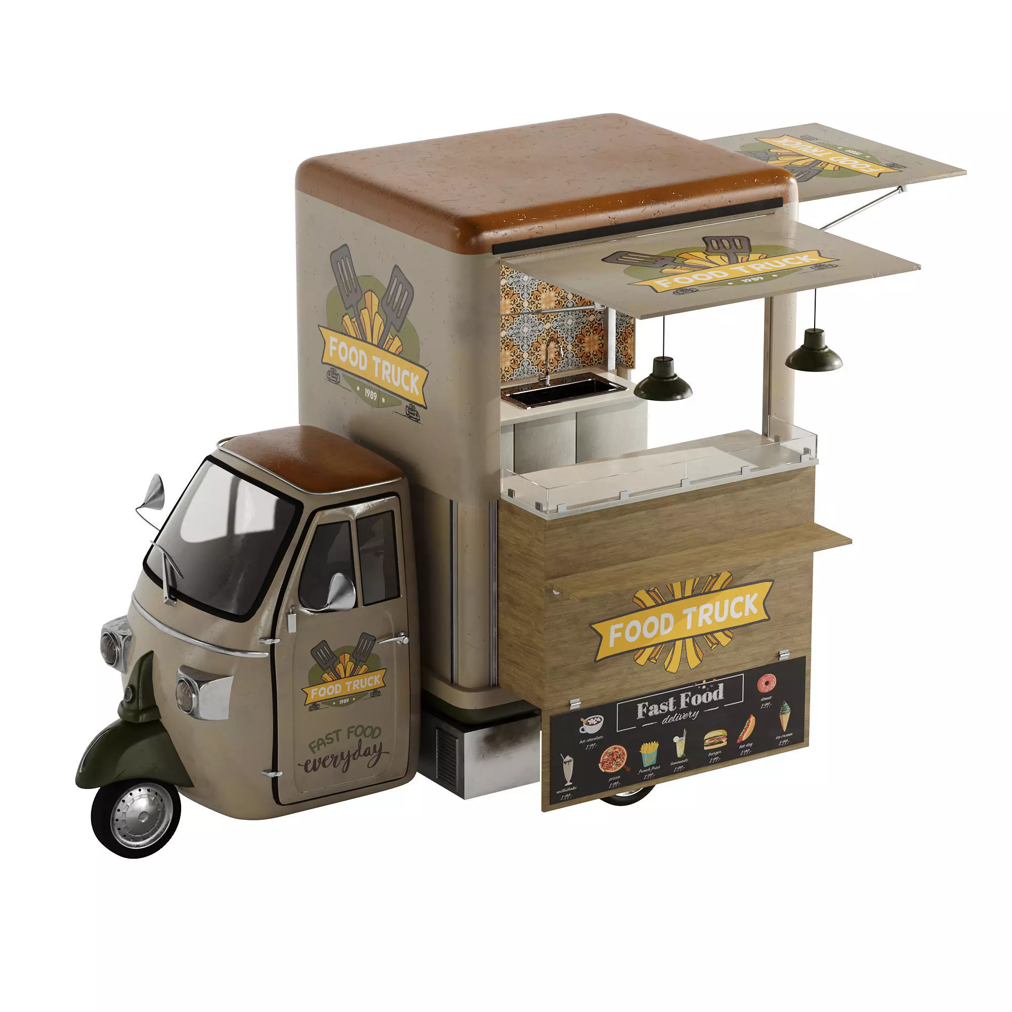 Foodtruck green PA 3D model_0