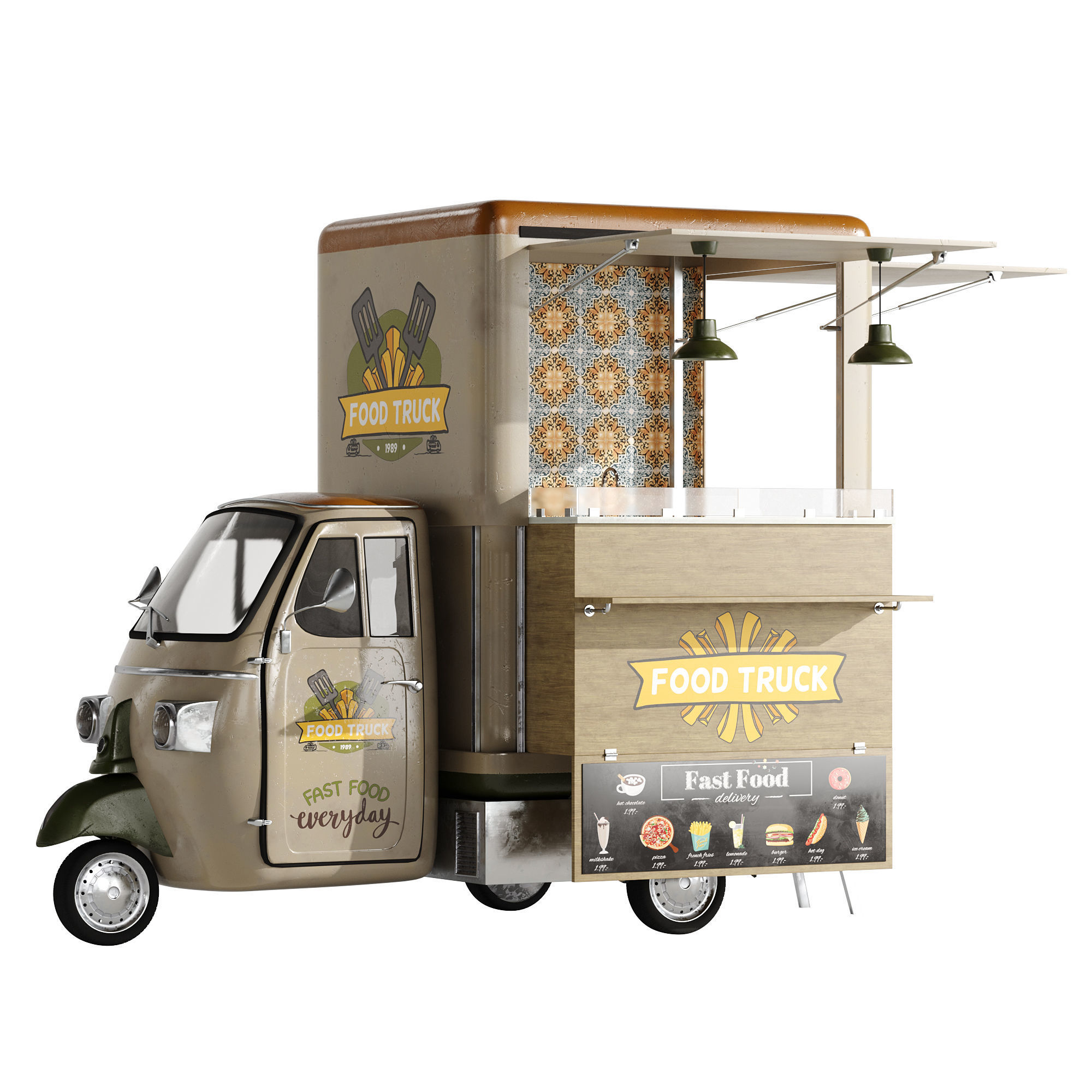 Foodtruck green PA 3D model_13