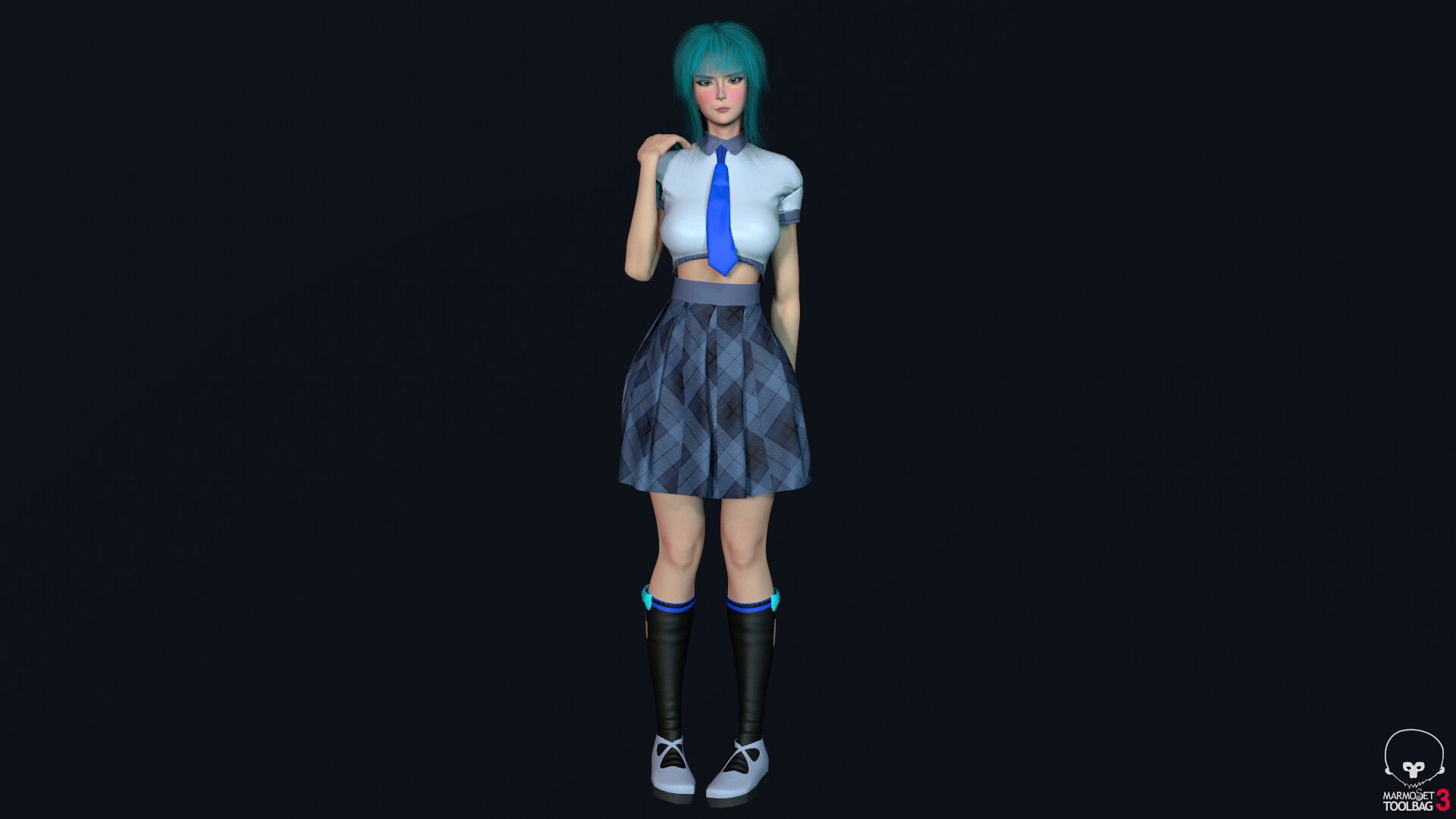 Shcool Girl Low-poly 3D model_10