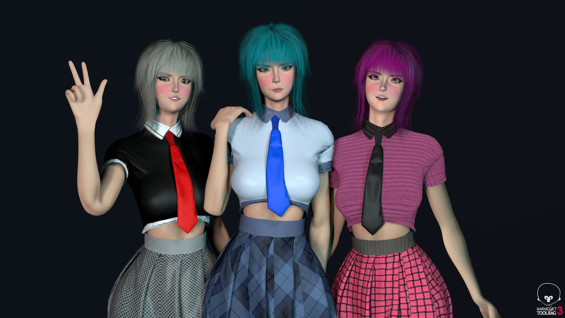 Shcool Girl Low-poly 3D model_4