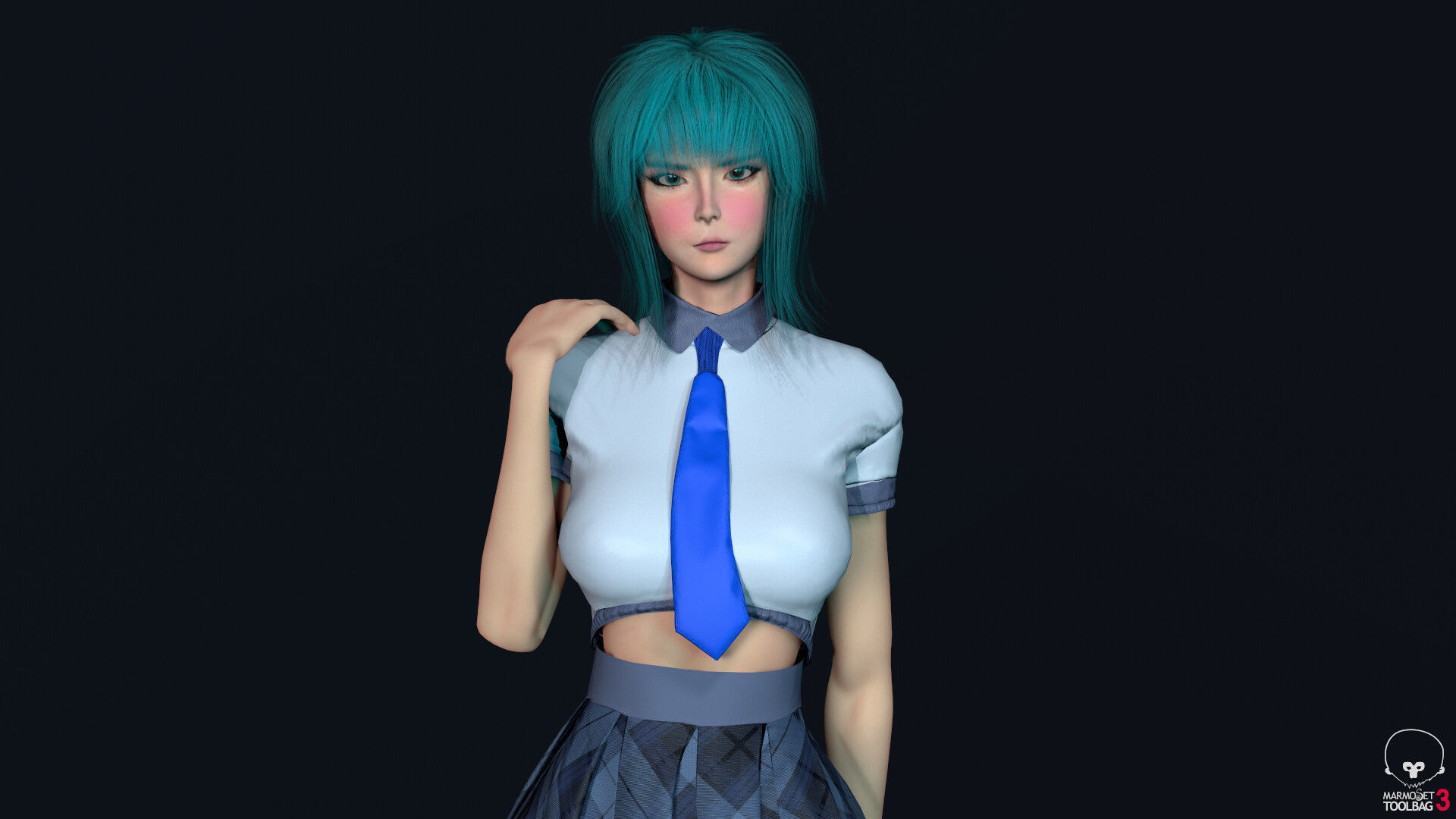 Shcool Girl Low-poly 3D model_15