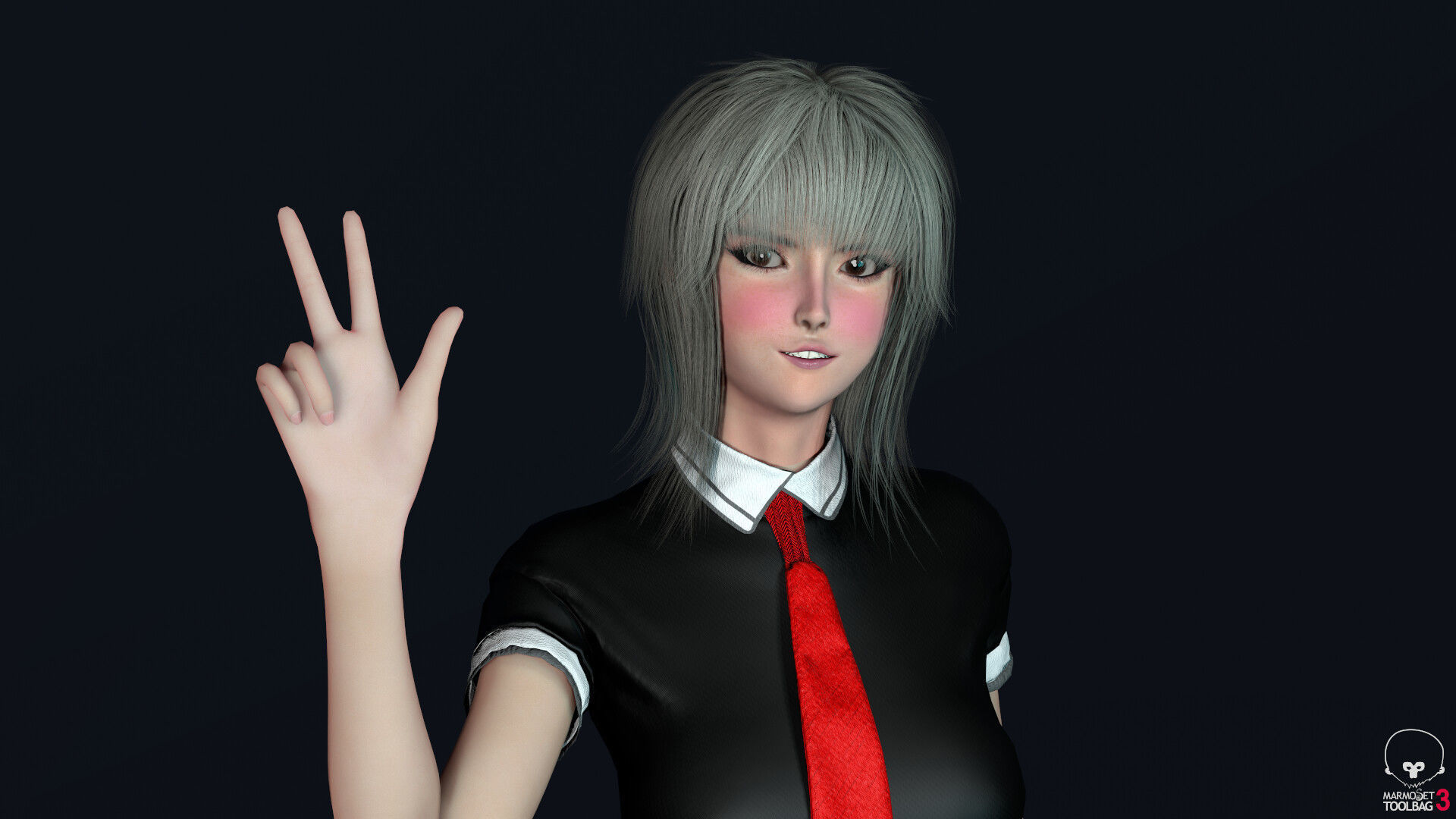Shcool Girl Low-poly 3D model_13