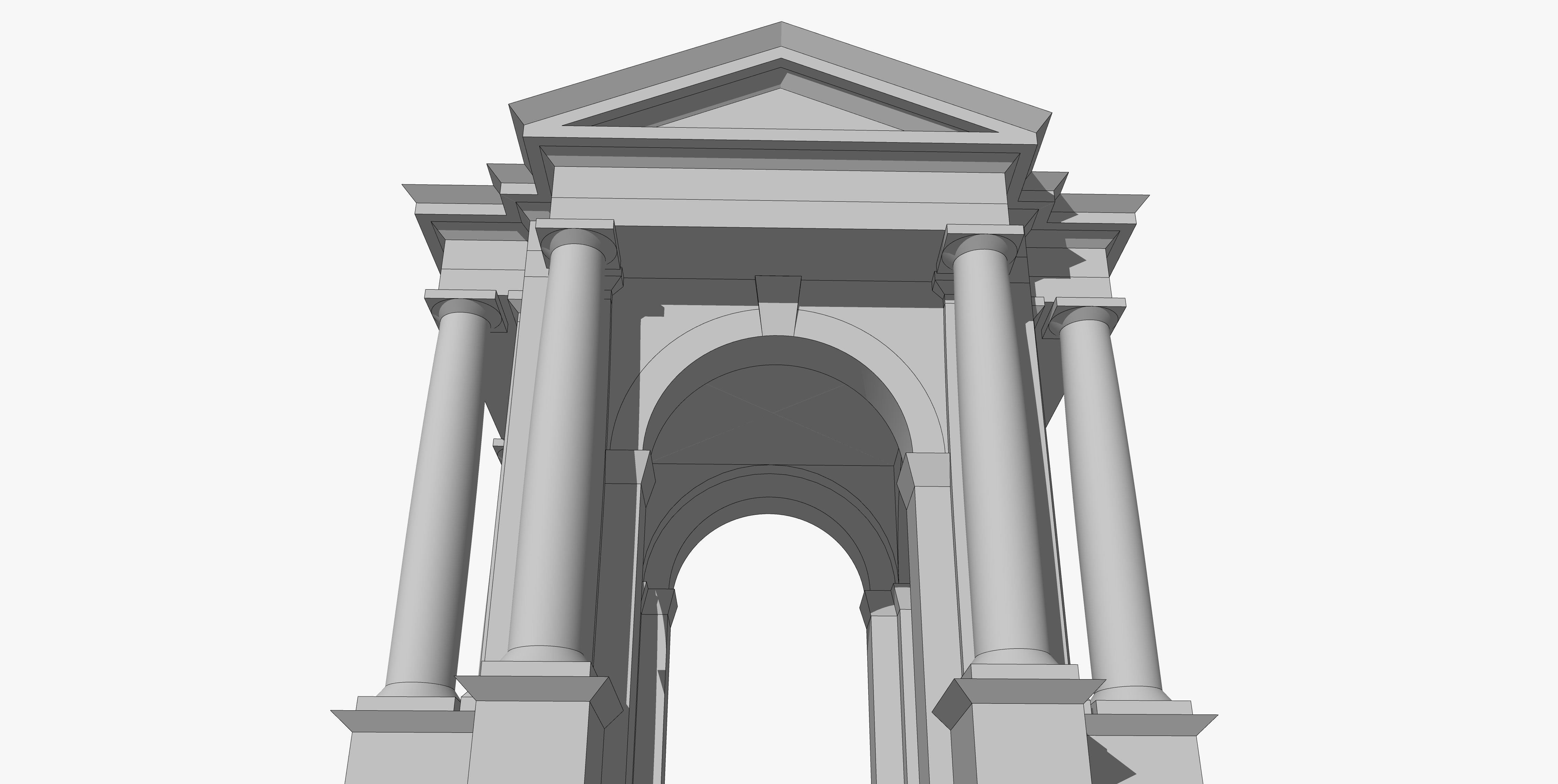 Arched portico in the mas Tuscan order Column gazebo Low-poly 3D model_3