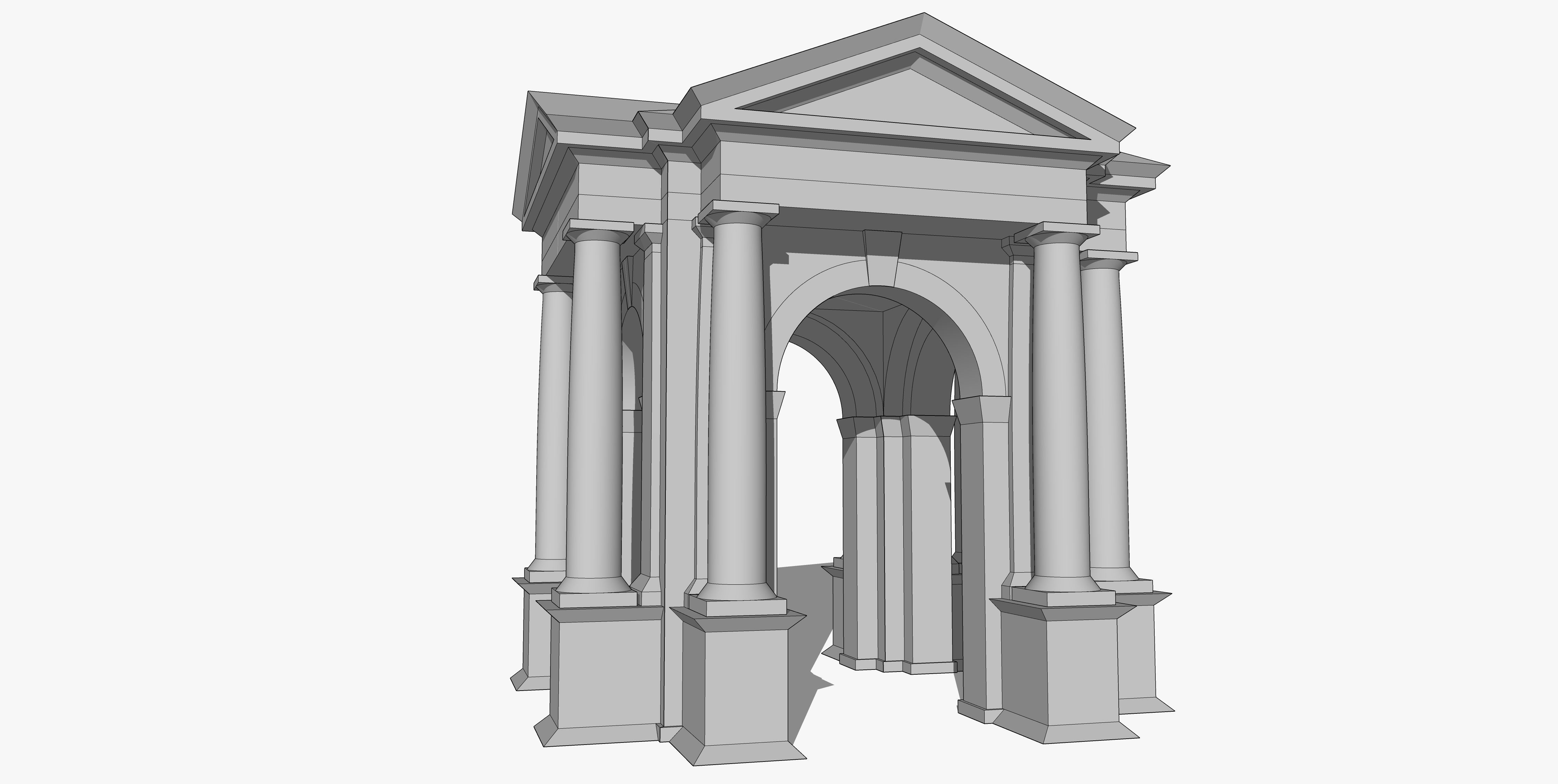 Arched portico in the mas Tuscan order Column gazebo Low-poly 3D model_4