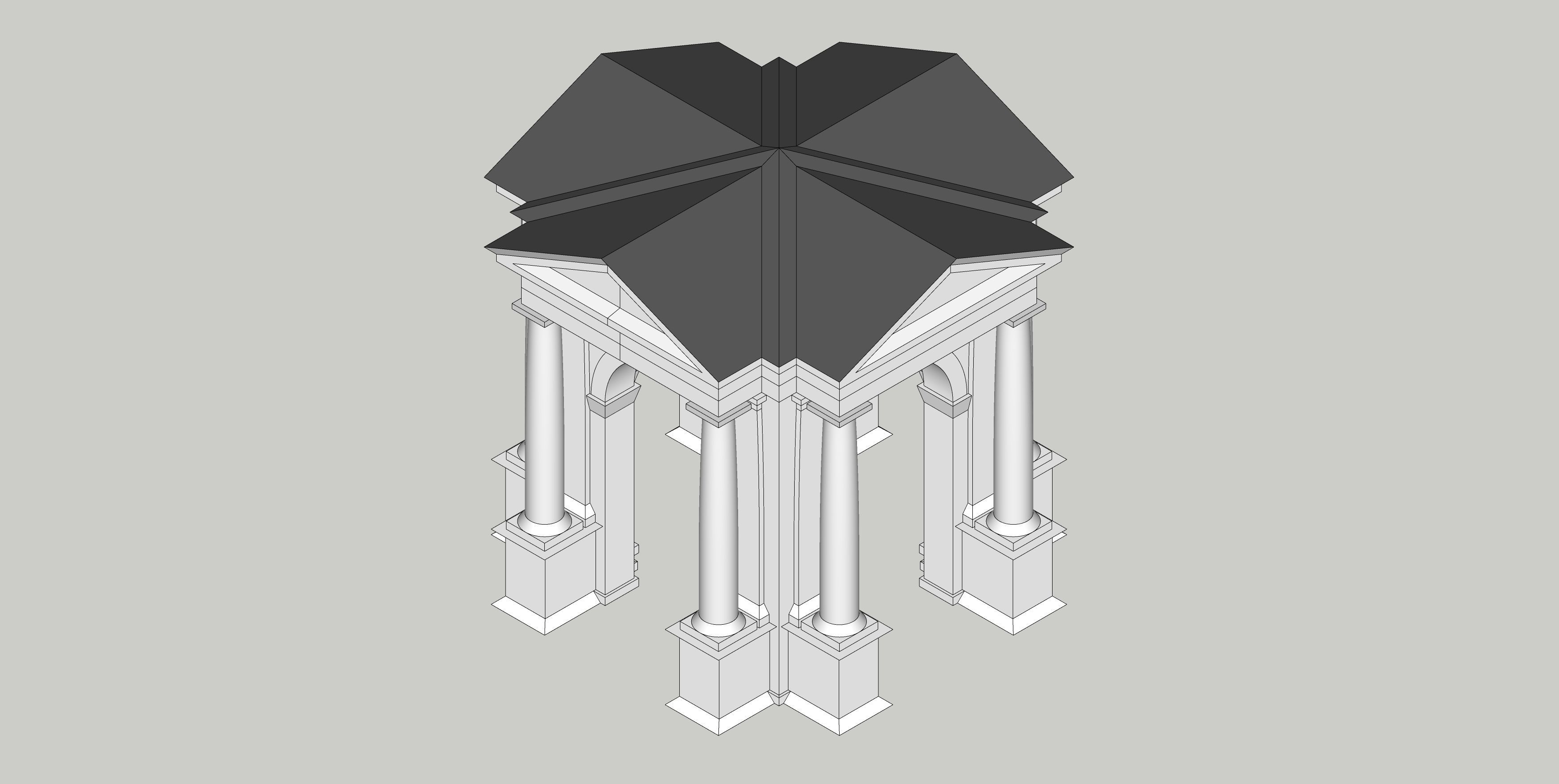 Arched portico in the mas Tuscan order Column gazebo Low-poly 3D model_12