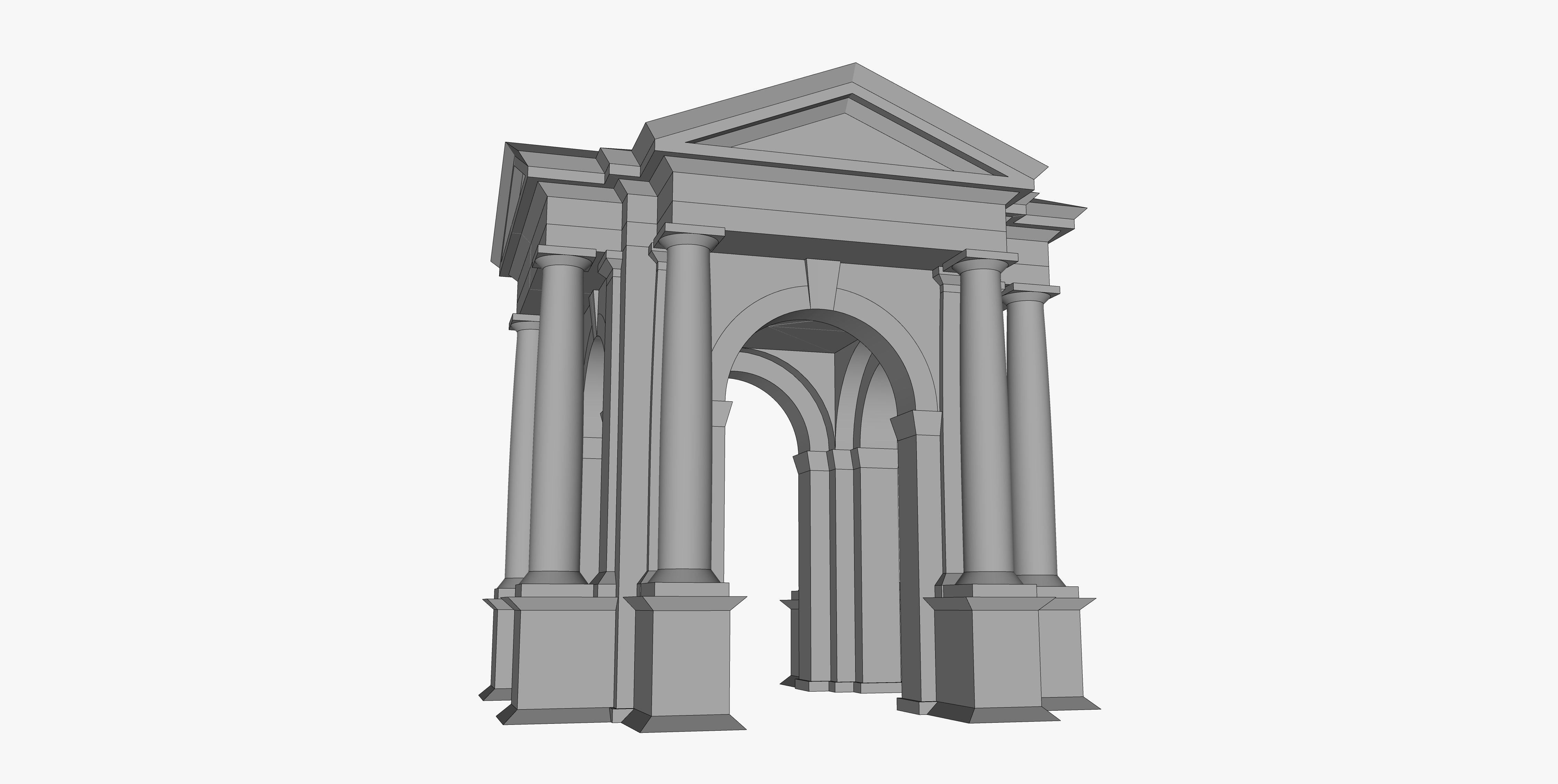 Arched portico in the mas Tuscan order Column gazebo Low-poly 3D model_5