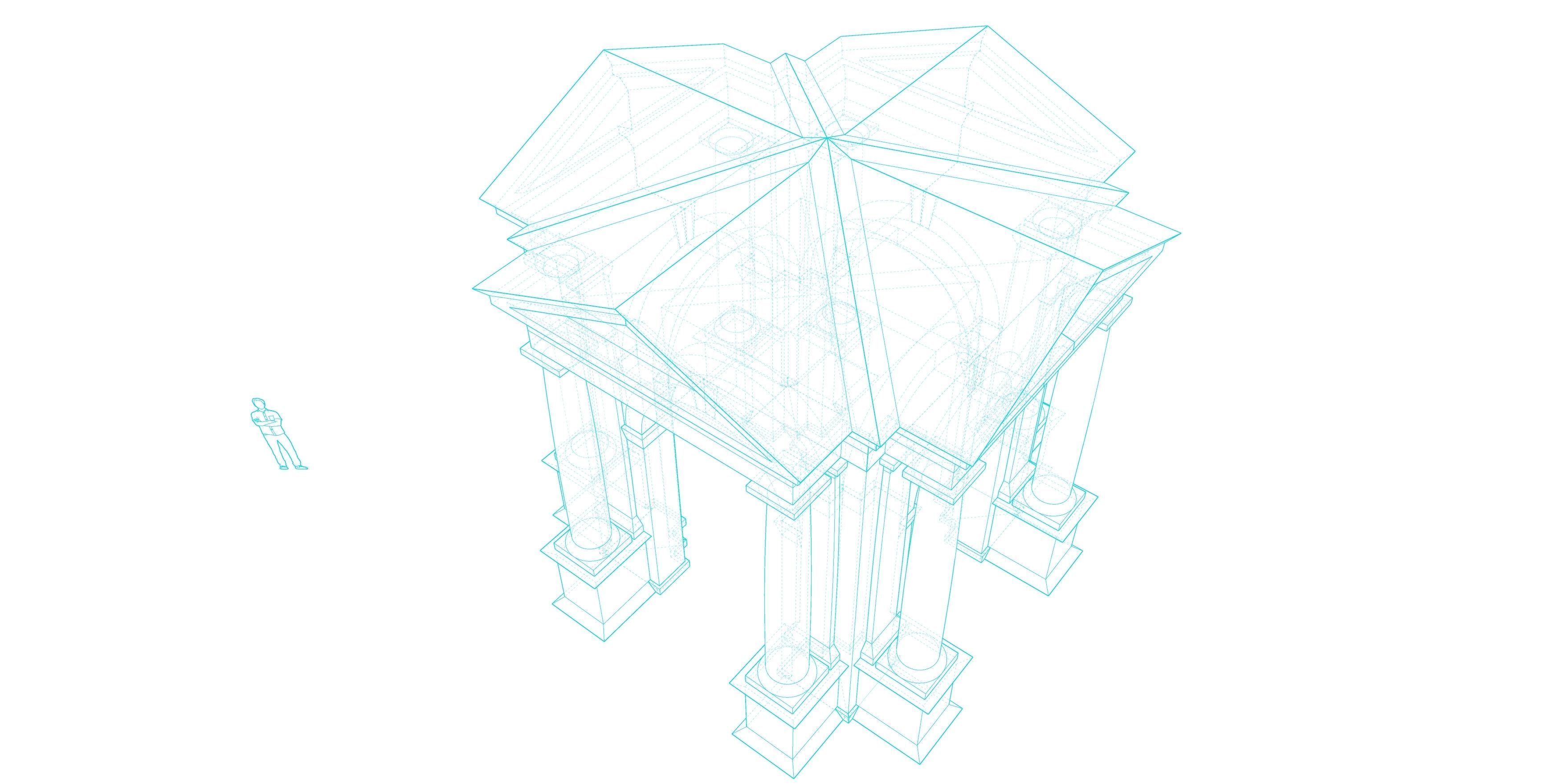 Arched portico in the mas Tuscan order Column gazebo Low-poly 3D model_11