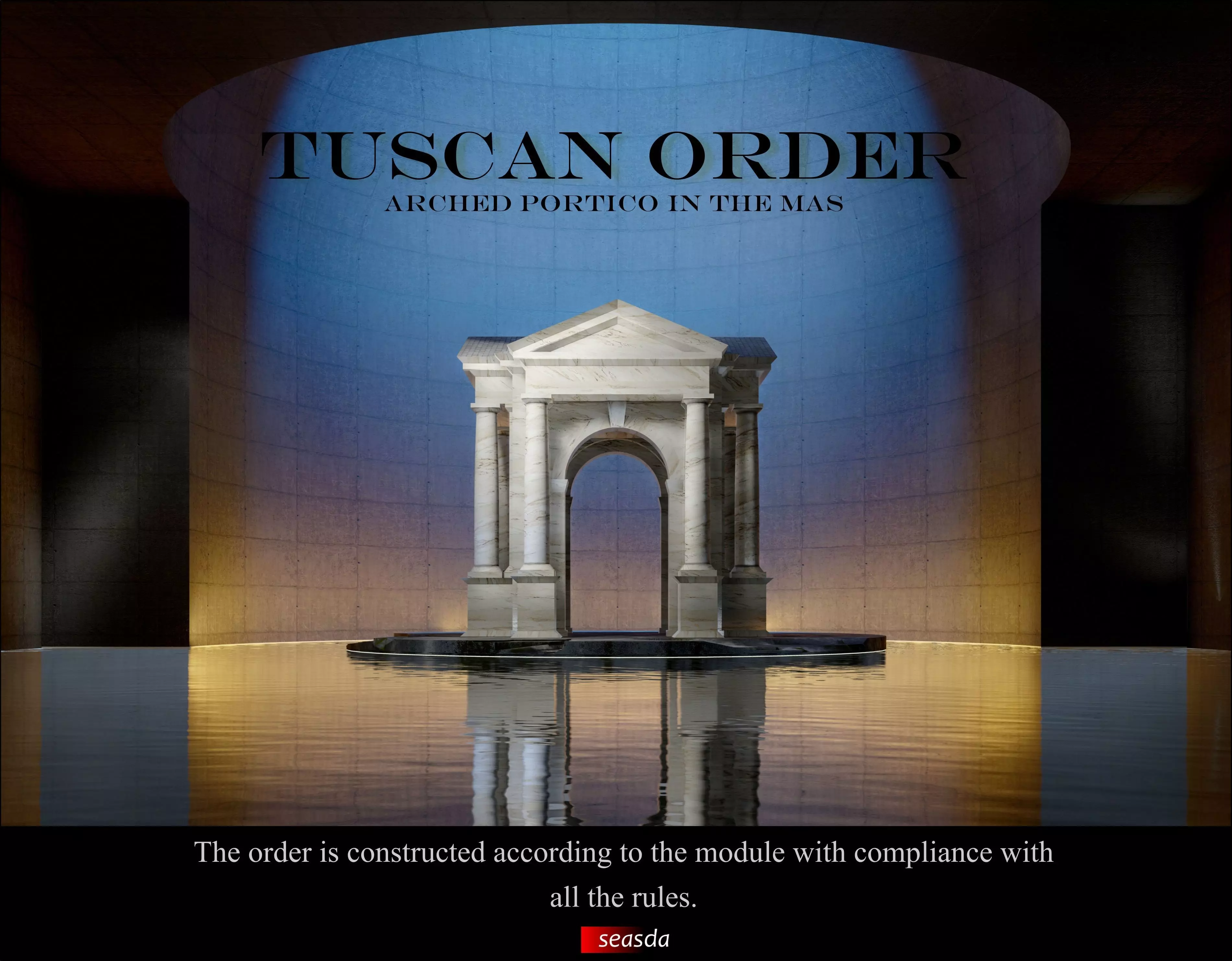 Arched portico in the mas Tuscan order Column gazebo Low-poly 3D model_0
