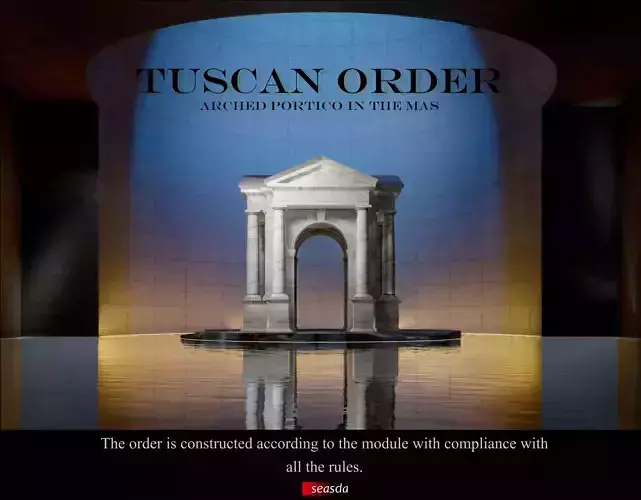 Arched portico in the mas  Tuscan order   Column gazebo Low-poly 3D model