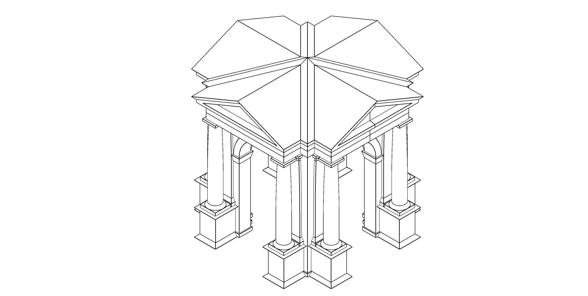 Arched portico in the mas Tuscan order Column gazebo Low-poly 3D model_13