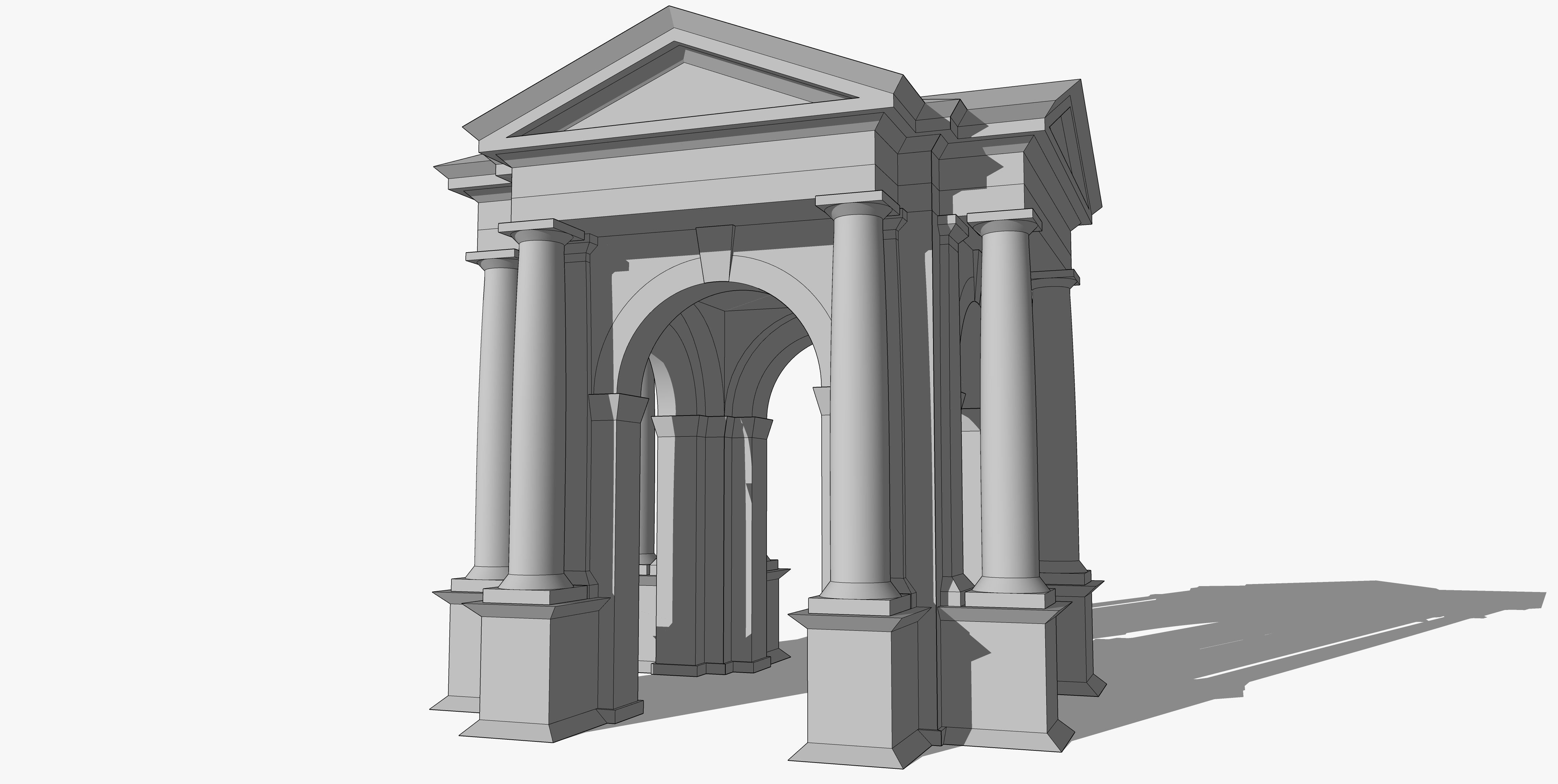 Arched portico in the mas Tuscan order Column gazebo Low-poly 3D model_2